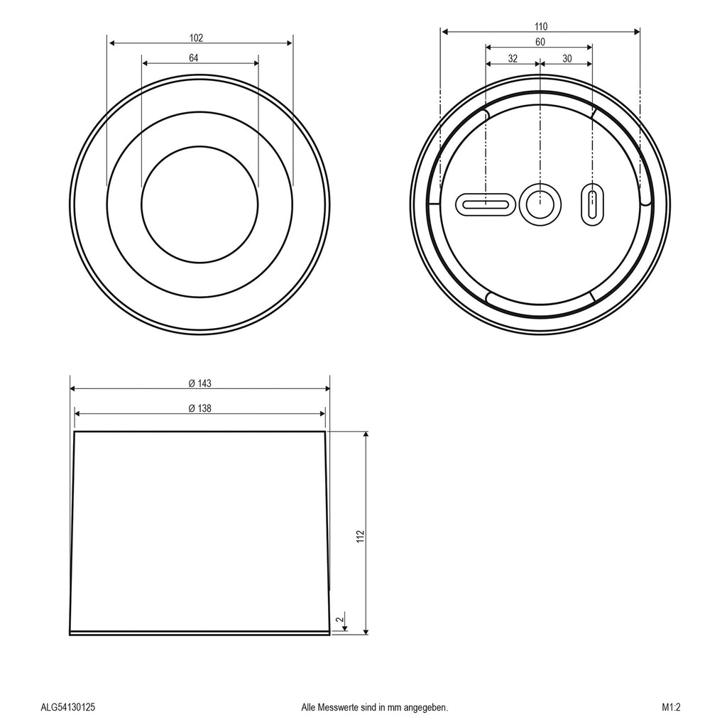 LED takspot ALG54 rund hvit 13W IP54 dimbar Ø21 cm med justering