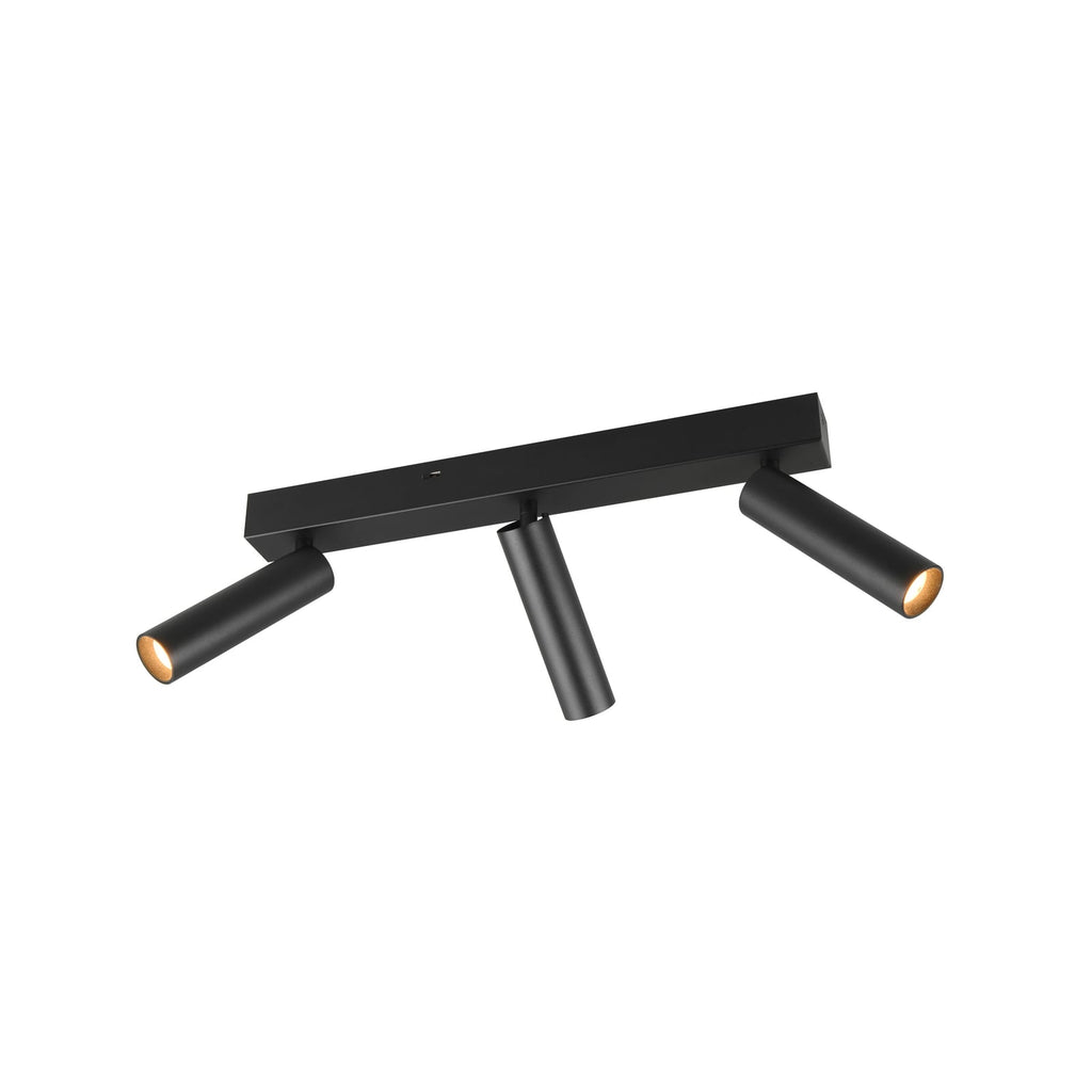 LED takspot Ambala 3-lys svart metall CCT dimbar forfra