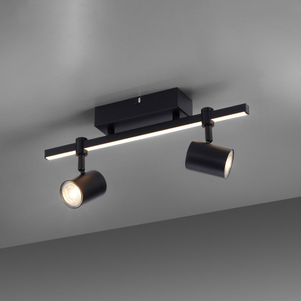 LED takspot Barik 2-lys svart justerbar montert i rom