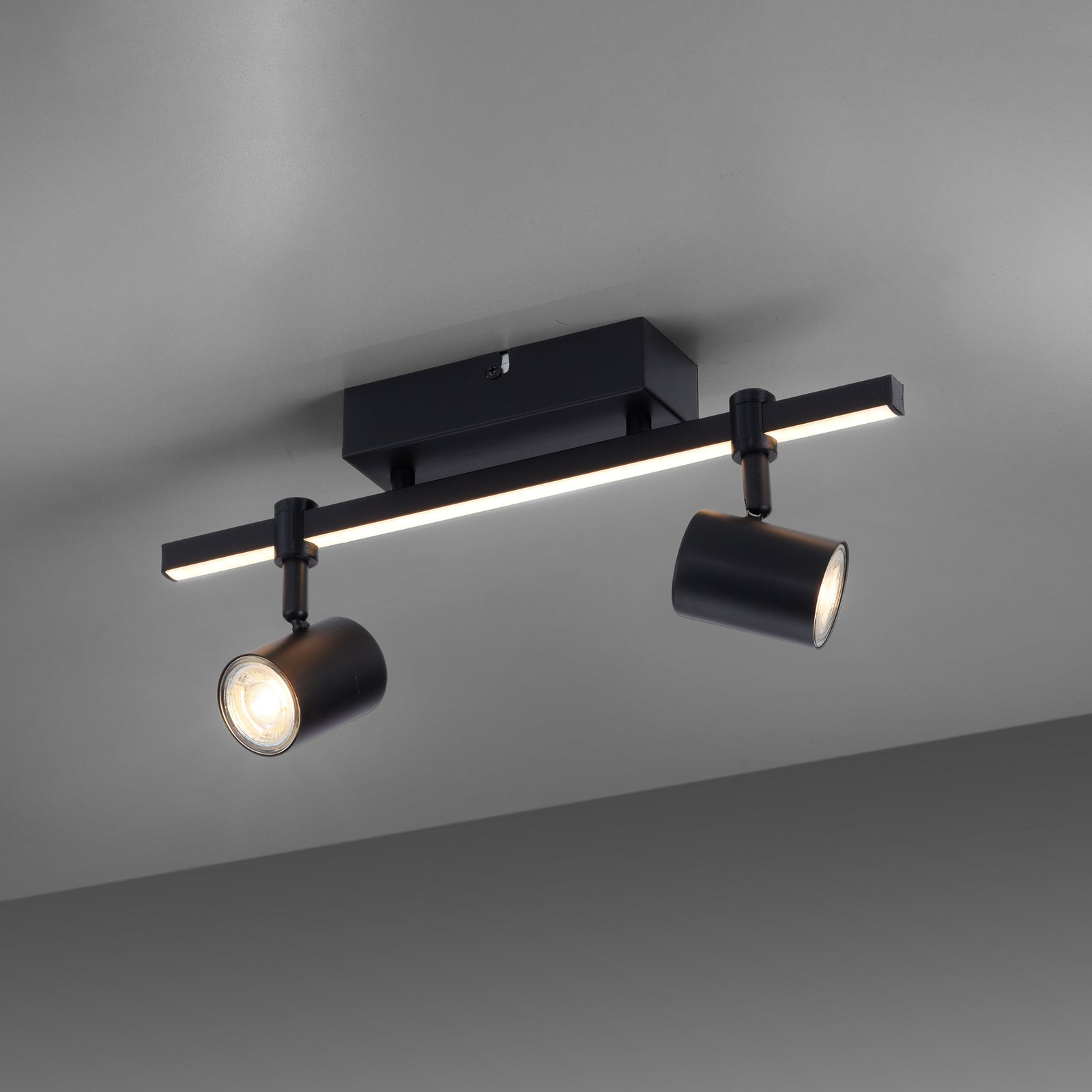 LED takspot Barik 2-lys svart justerbar montert i rom