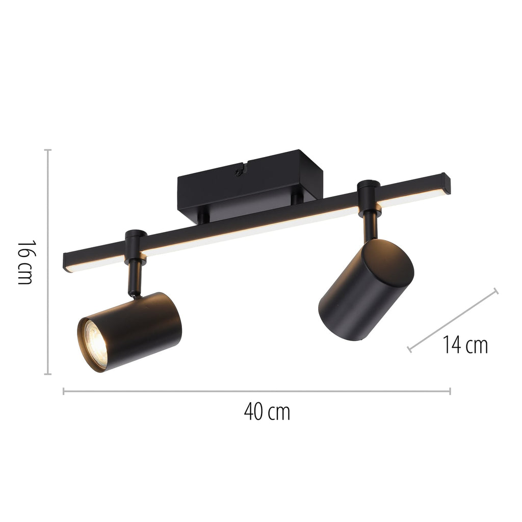 LED takspot Barik 2-lys svart justerbar justerbare armer