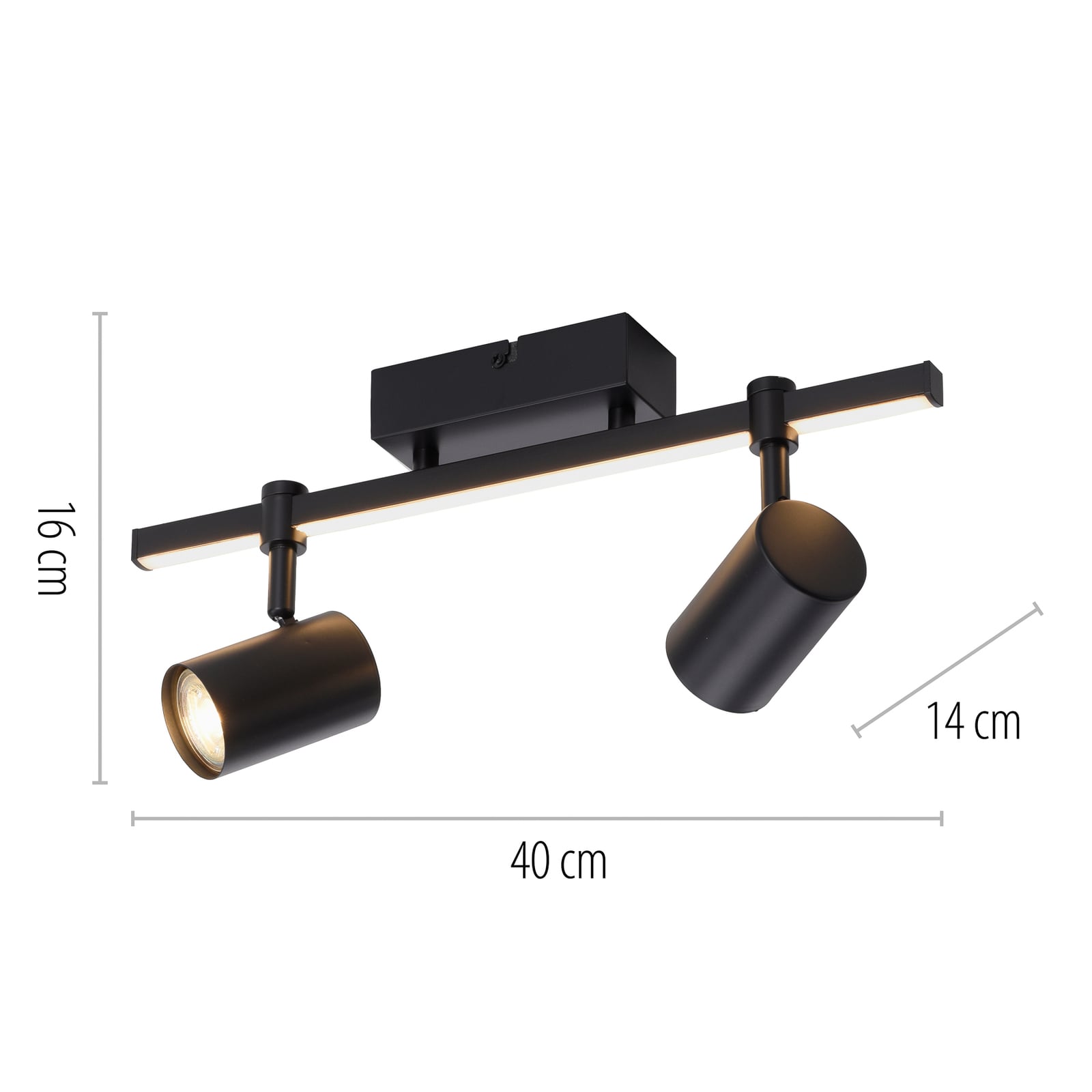 LED takspot Barik 2-lys svart justerbar justerbare armer