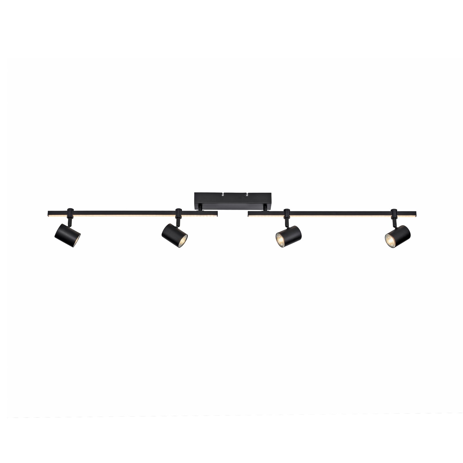 Bakside av LED takspot Barik 4-lys svart justerbar 120 cm