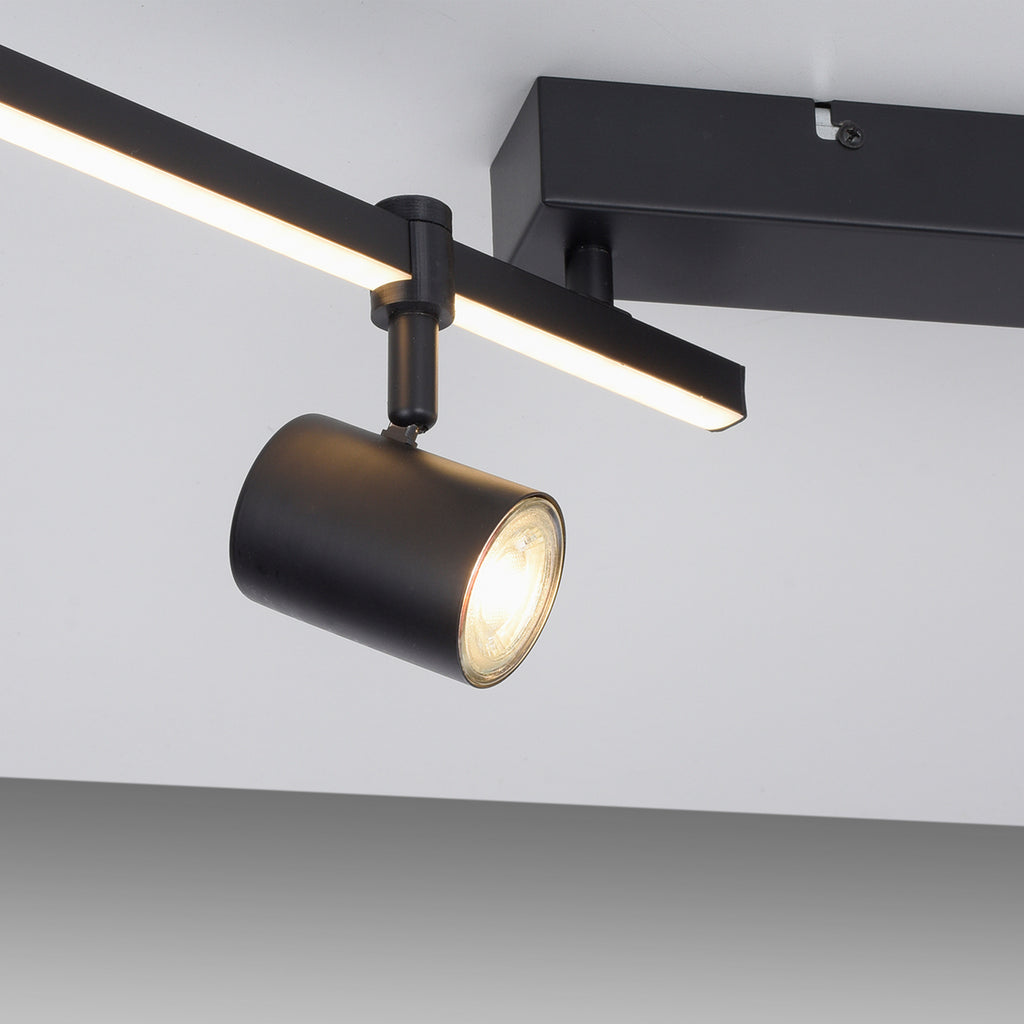 LED takspot Barik 4-lys svart justerbar 120 cm med inkluderte GU10 lyskilder