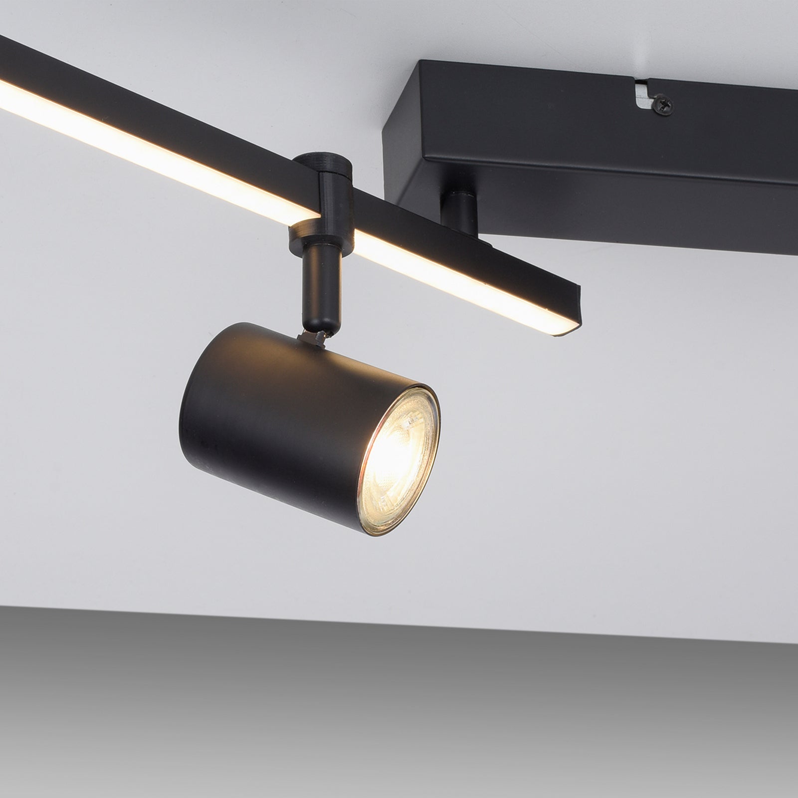 LED takspot Barik 4-lys svart justerbar 120 cm med inkluderte GU10 lyskilder