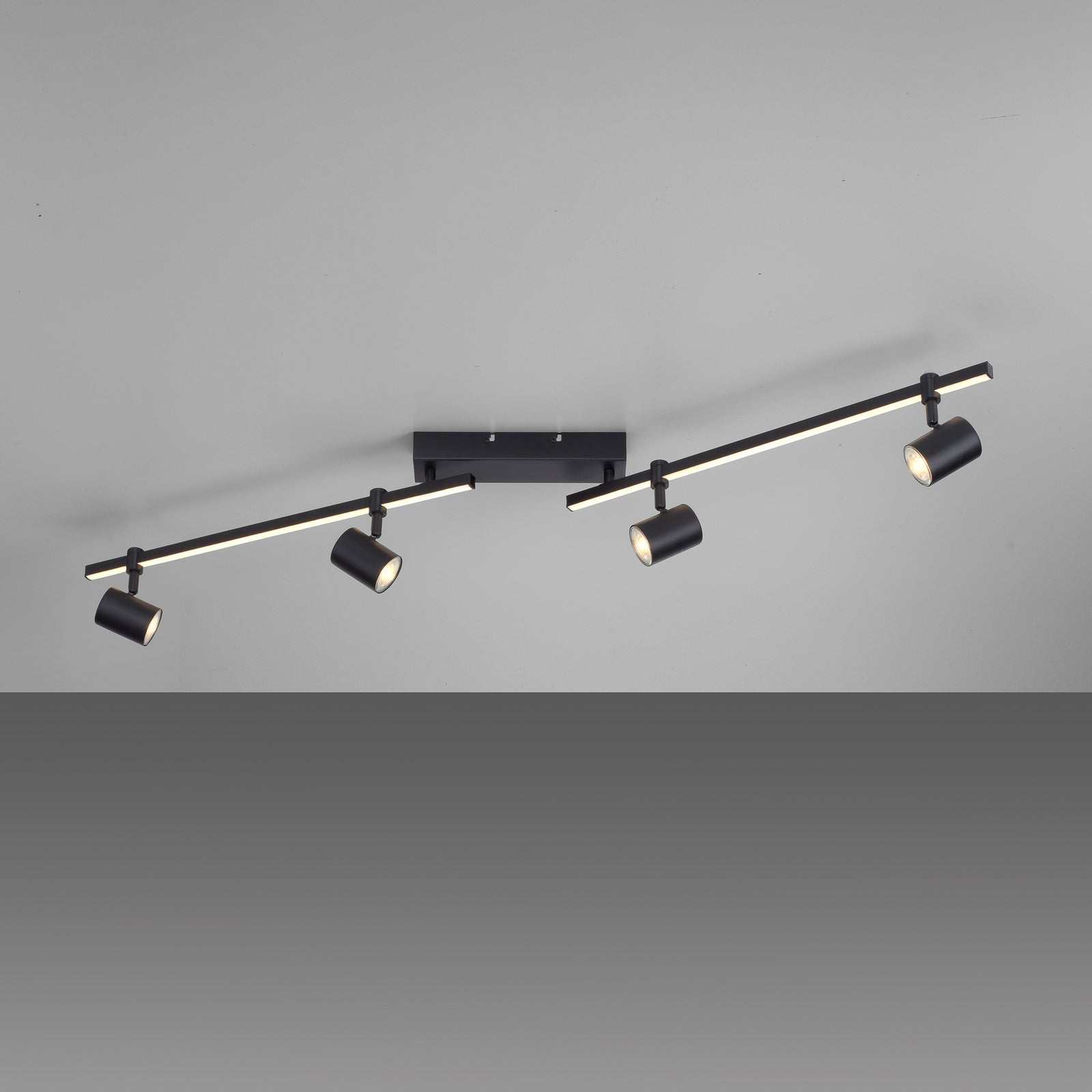 Montert LED takspot Barik 4-lys svart justerbar 120 cm i rom