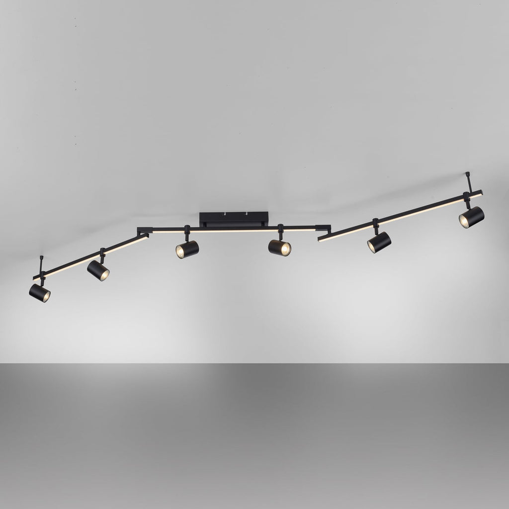 Montert LED takspot Barik 6-lys svart 188 cm justerbar 42W i rom