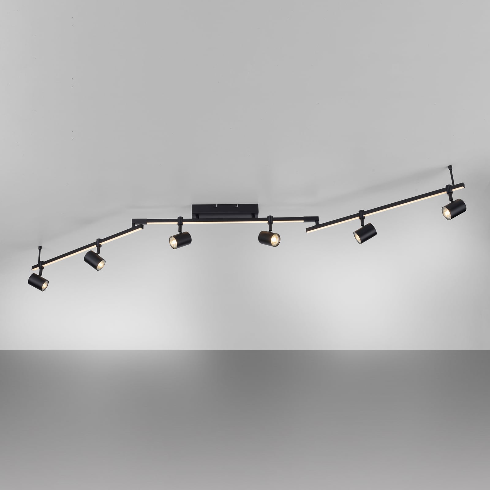 Montert LED takspot Barik 6-lys svart 188 cm justerbar 42W i rom