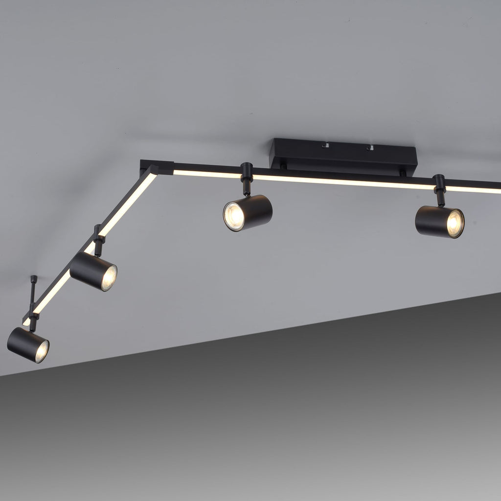 Sidebilde av LED takspot Barik 6-lys svart 188 cm justerbar 42W