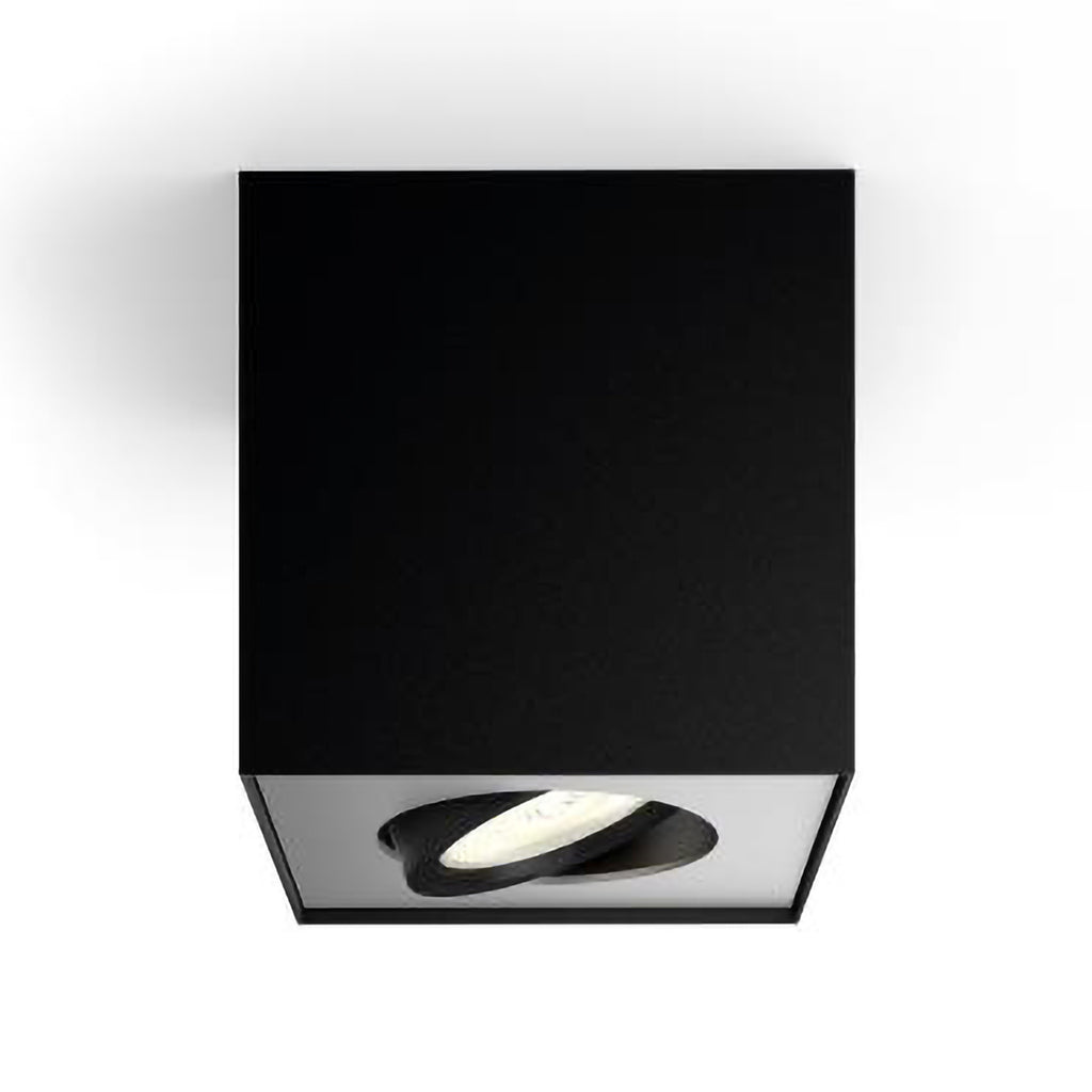 LED takspot Box 1-lys dimbar svart aluminium 4,5W - Philips forfra