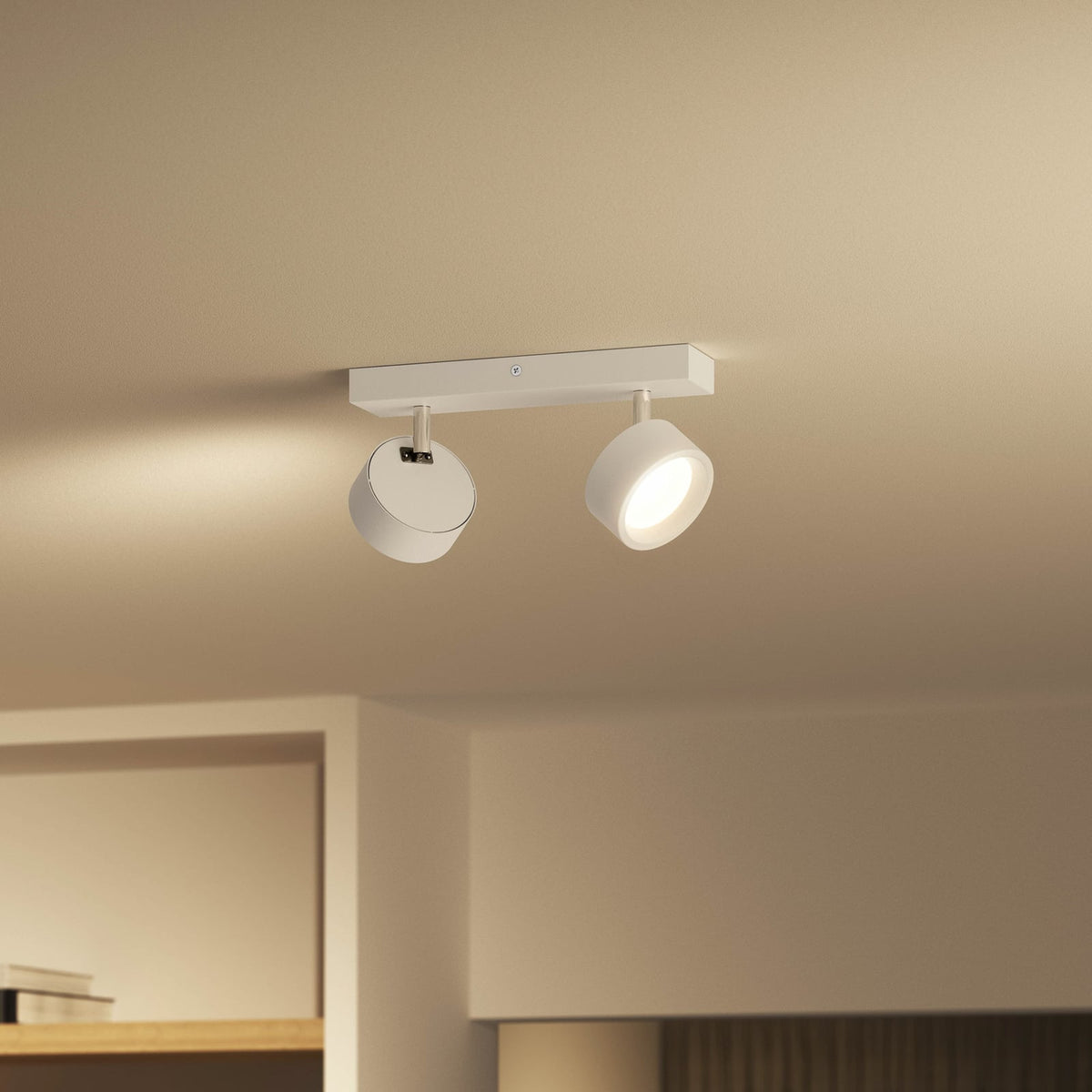 LED takspot Bracia 2-lys aluminium hvit 2700K front