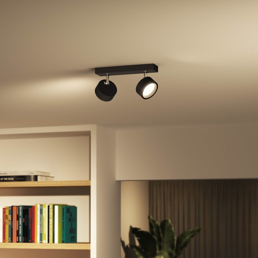 LED takspot Bracia 2-lys svart aluminium bakside