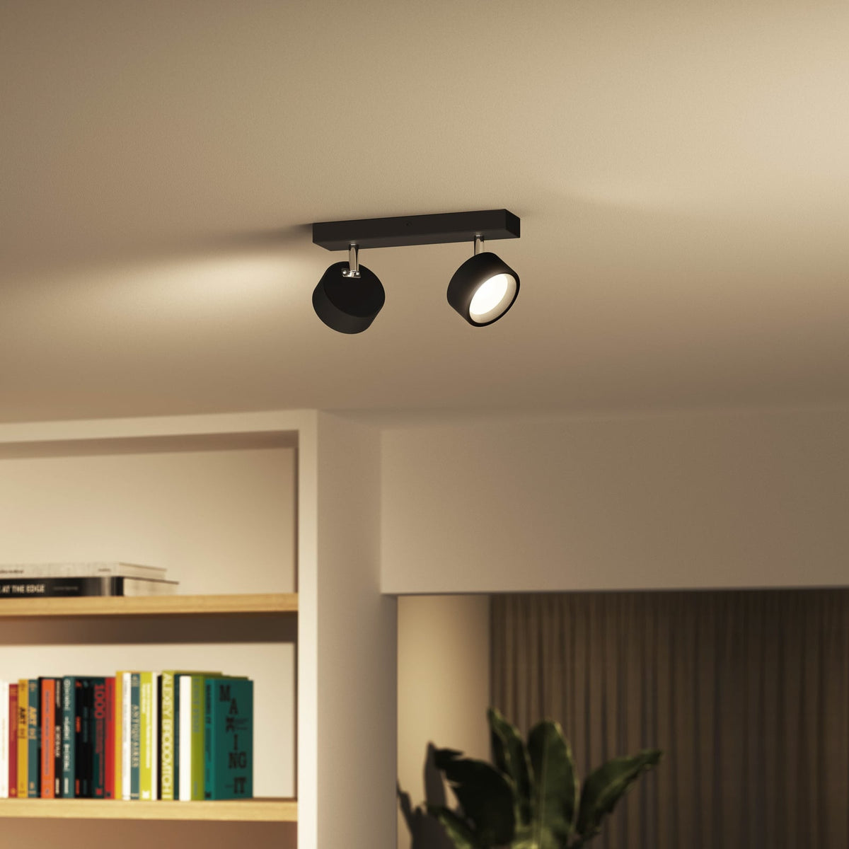 LED takspot Bracia 2-lys svart aluminium bakside