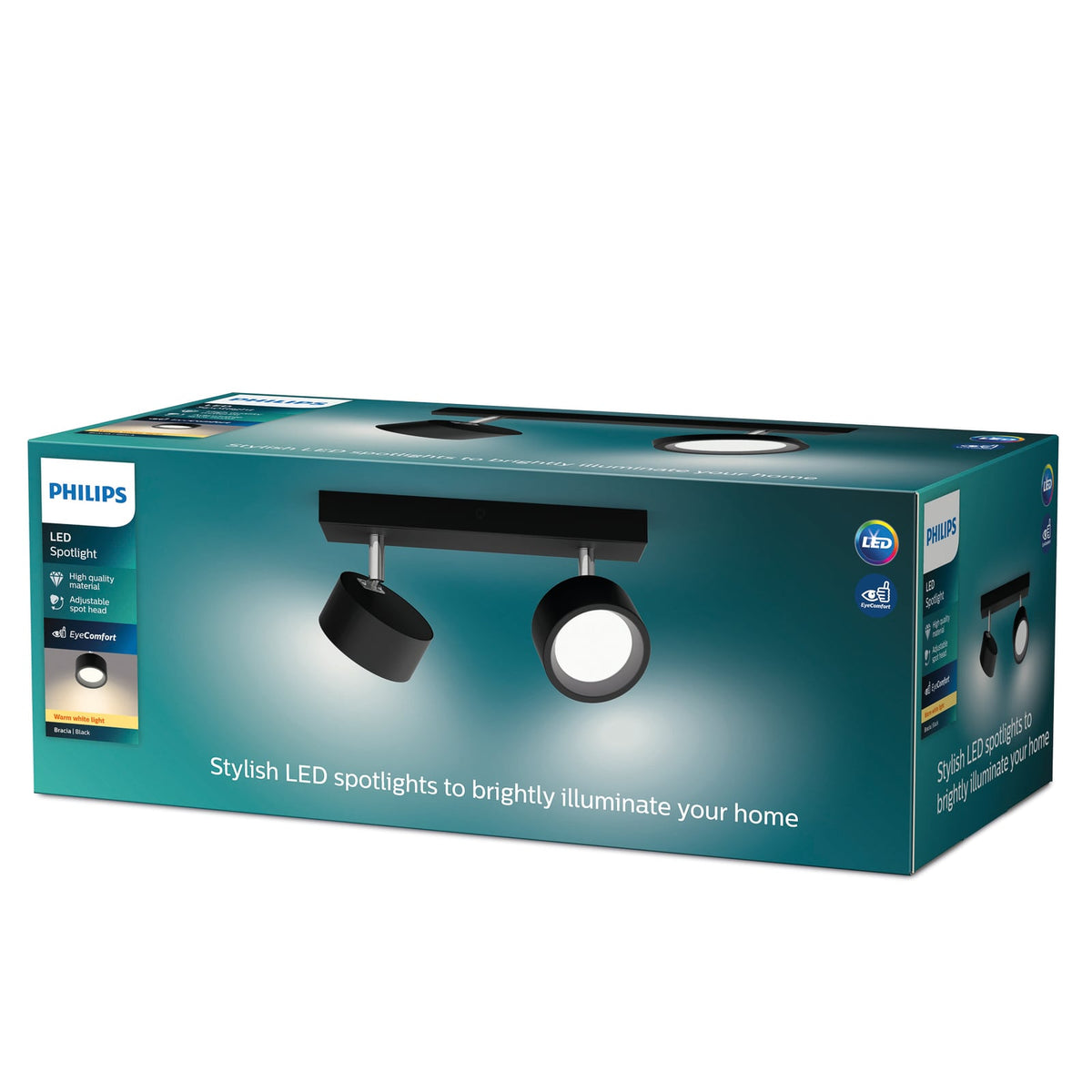 Montert LED takspot Bracia 2-lys svart aluminium i tak