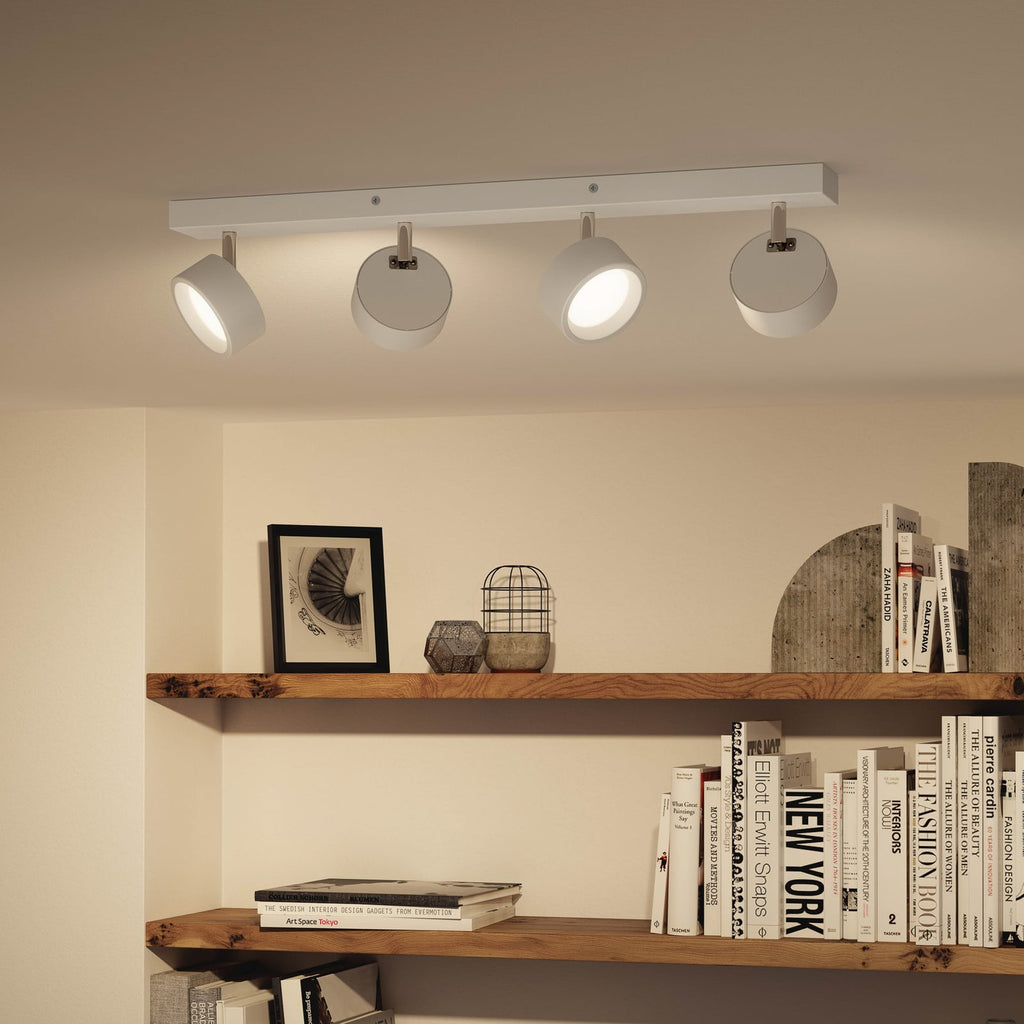 LED takspot Bracia 4-lys aluminium hvit 2700K - Philips forfra