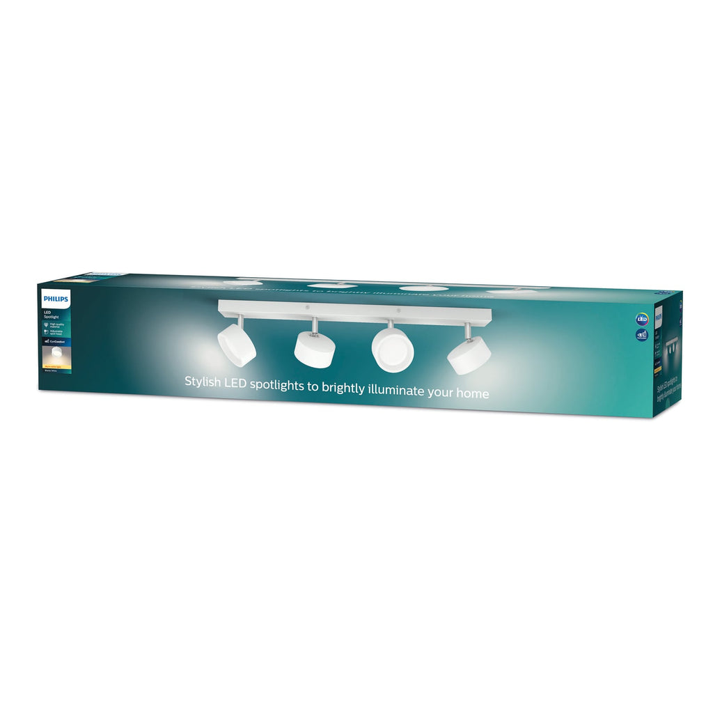 Detalj av LED takspot Bracia 4-lys aluminium hvit 2700K - Philips