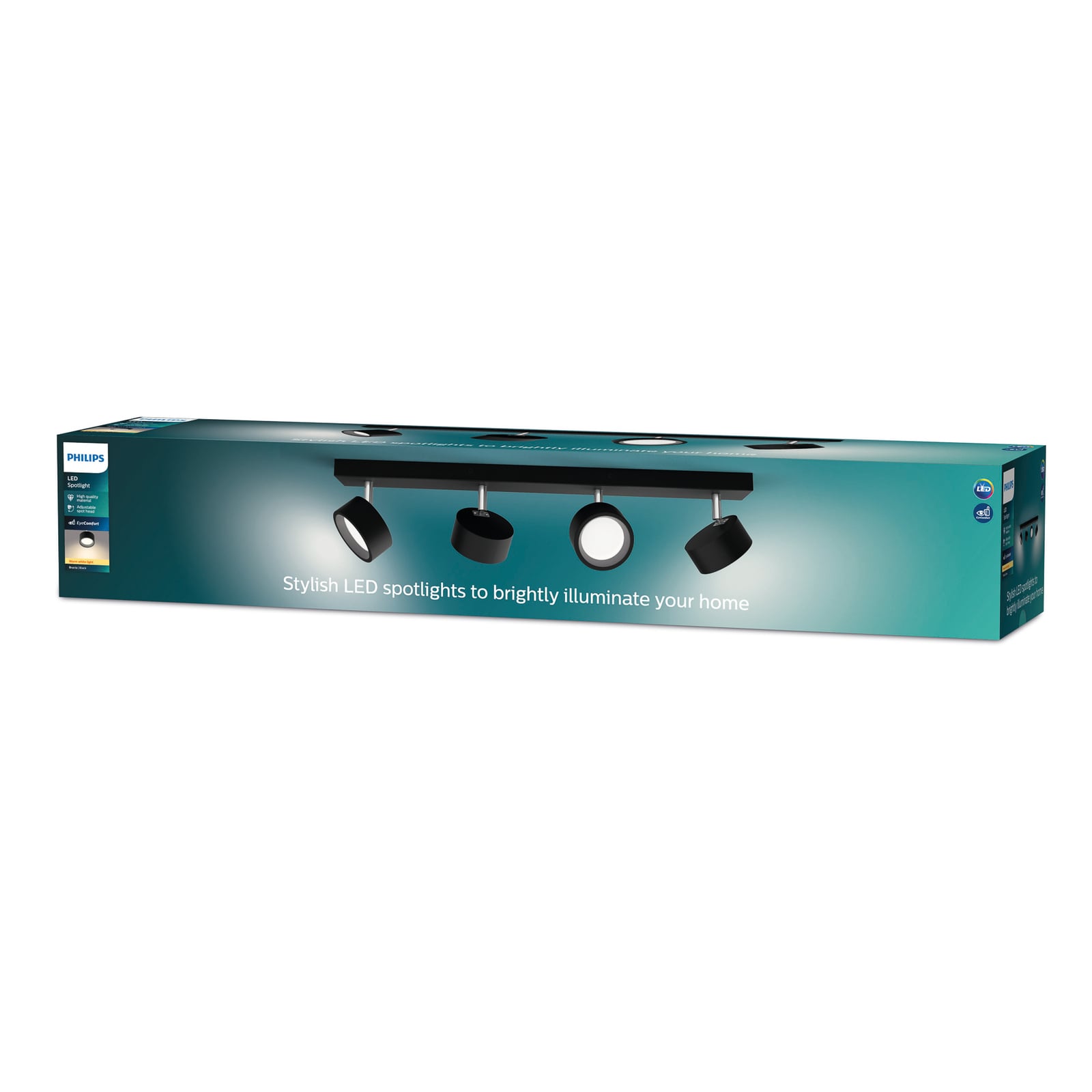 LED takspot Bracia 4-lys svart aluminium detalj