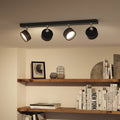 LED takspot Bracia 4-lys svart aluminium front