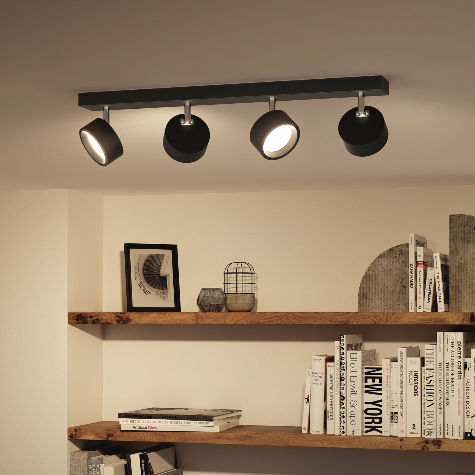 LED takspot Bracia 4-lys svart aluminium front