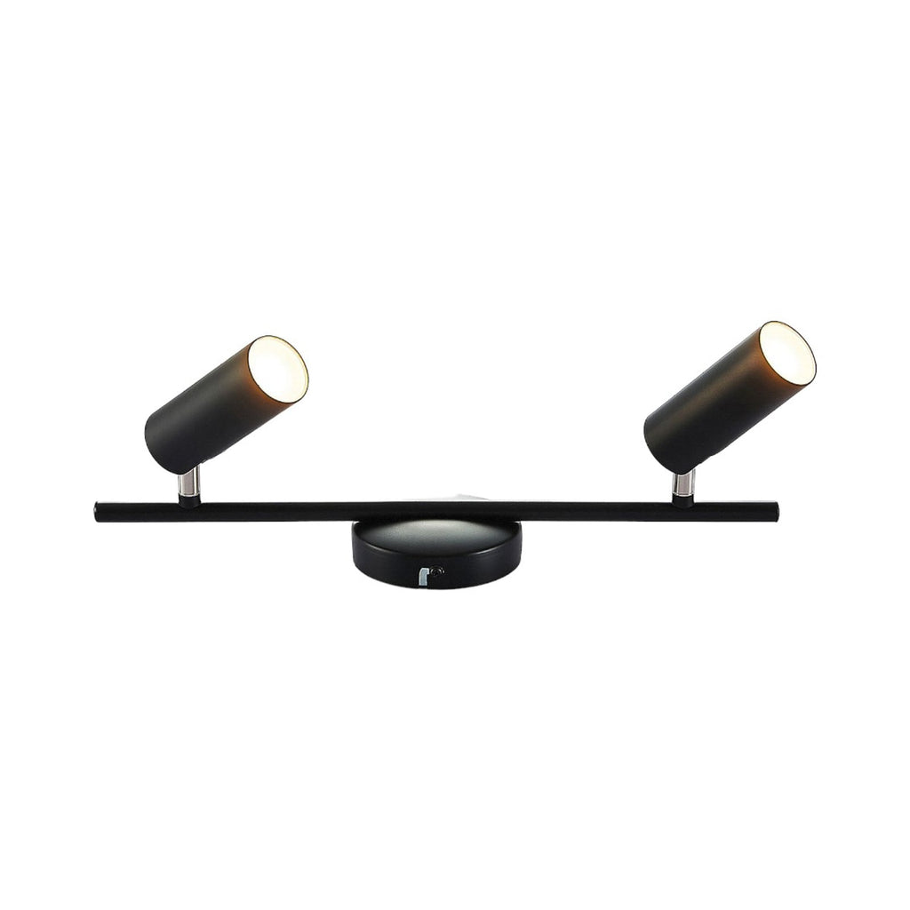 Nærbilde av LED takspot Camille 2-lys svart metall 40 cm varmhvit