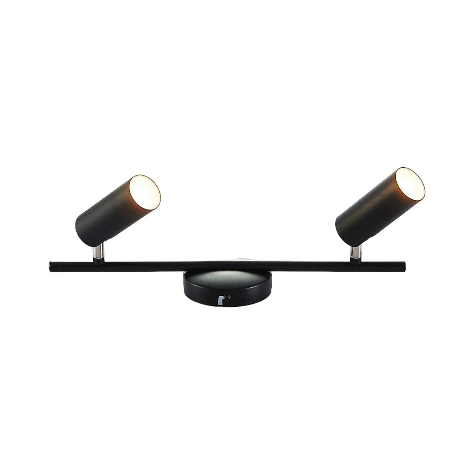 Nærbilde av LED takspot Camille 2-lys svart metall 40 cm varmhvit