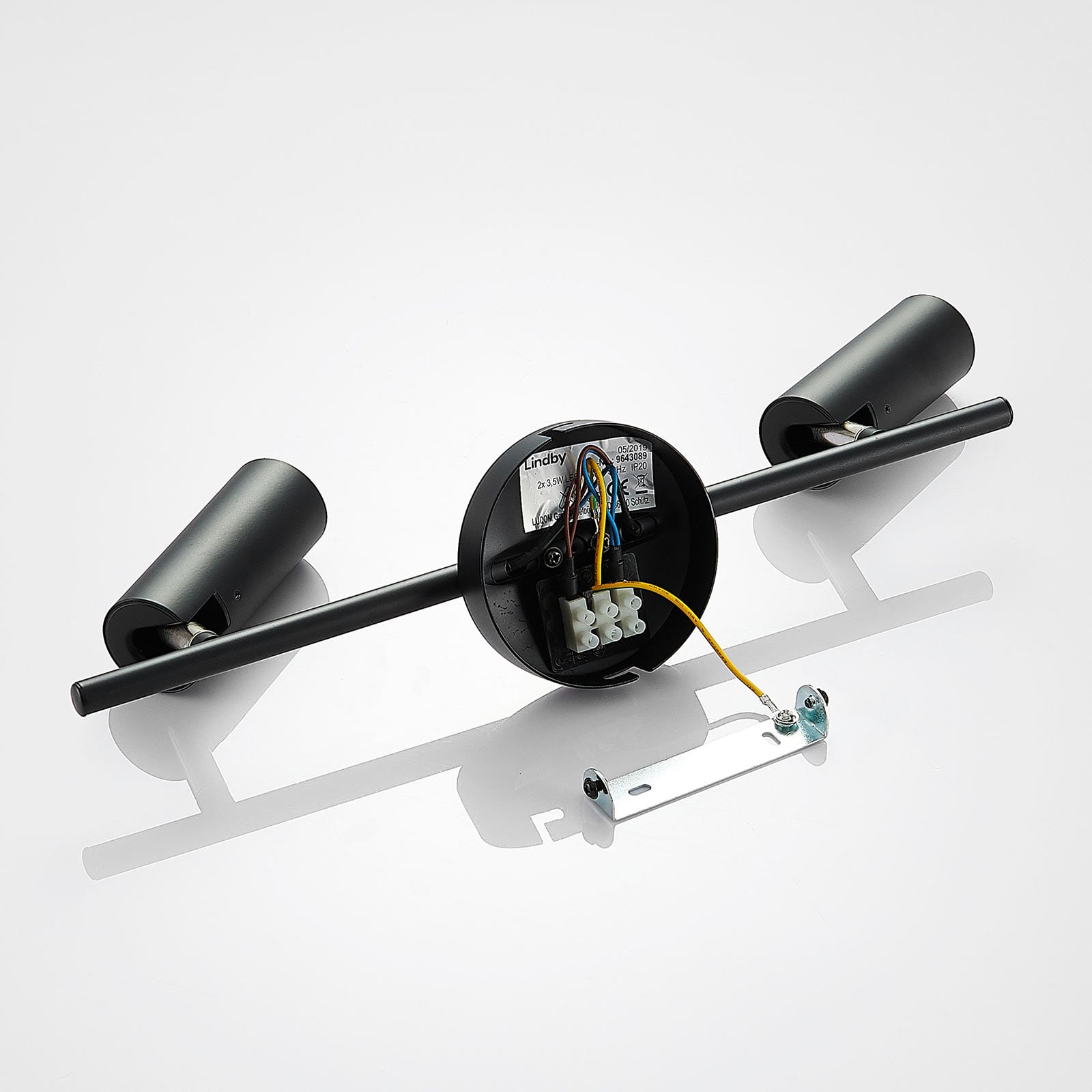 Oversikt over LED takspot Camille 2-lys svart metall 40 cm varmhvit