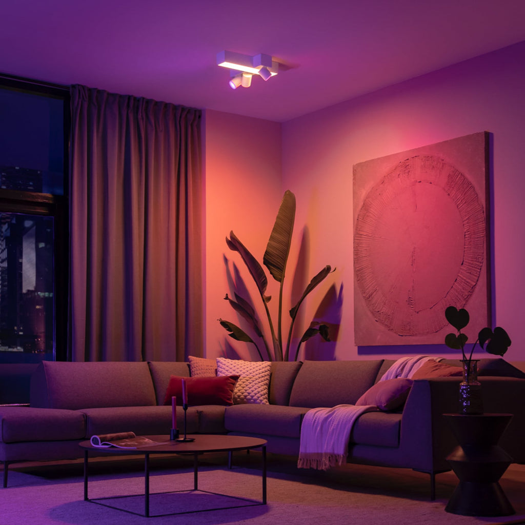 Detalj av LED takspot Centris Cross 3-lys hvit RGB CCT GU10 Philips Hue