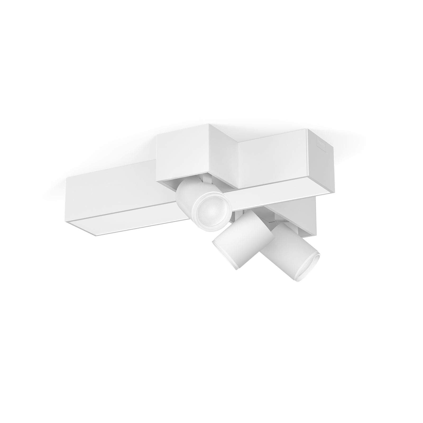 Montert LED takspot Centris Cross 3-lys hvit RGB CCT GU10 Philips Hue i stue