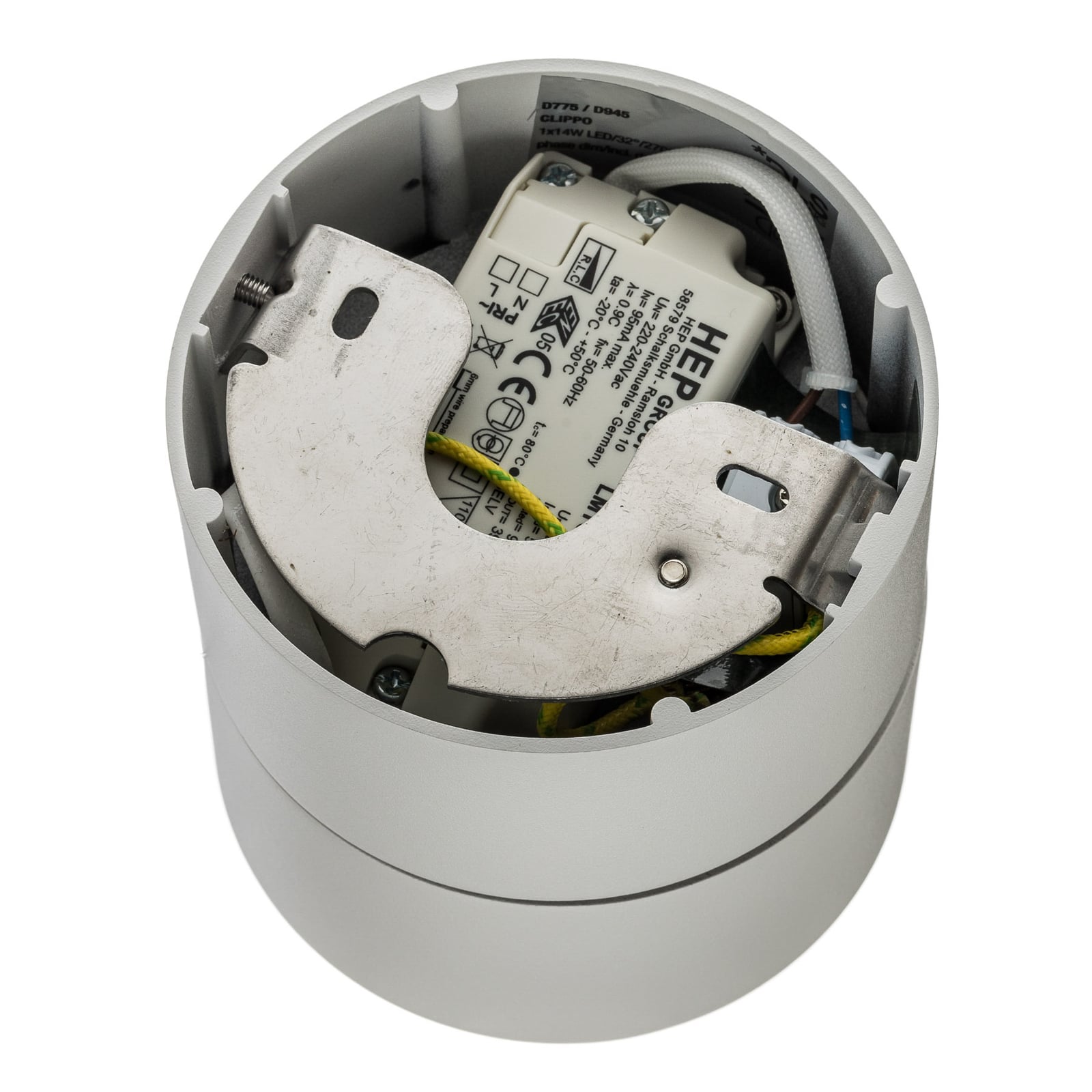 LED takspot Clippo aluminium dimbar Ø10 cm 14W hvit med LED-driver