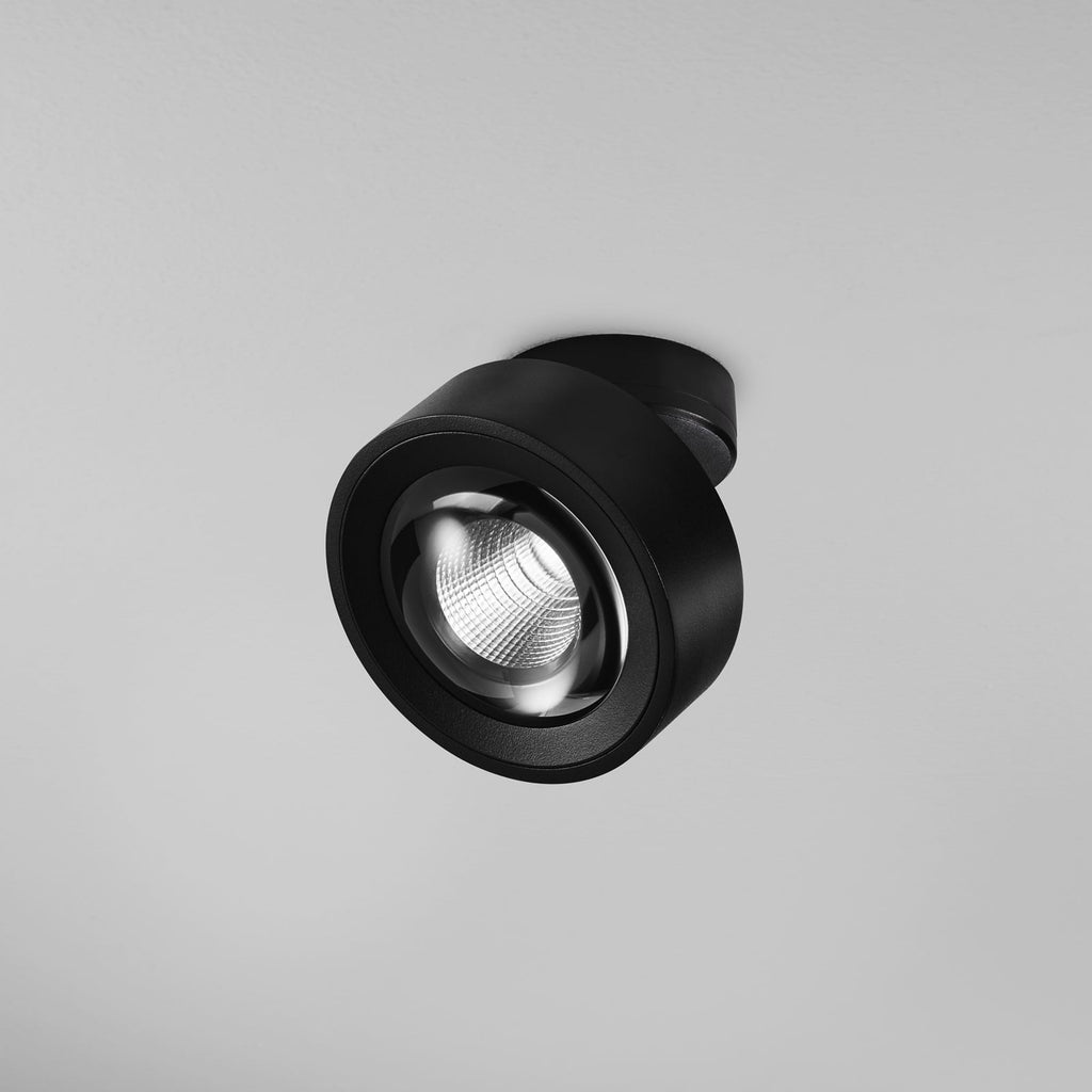 LED takspot Clippo Optic dimbar svart Ø12 cm dim-to-warm detalj av lampehode