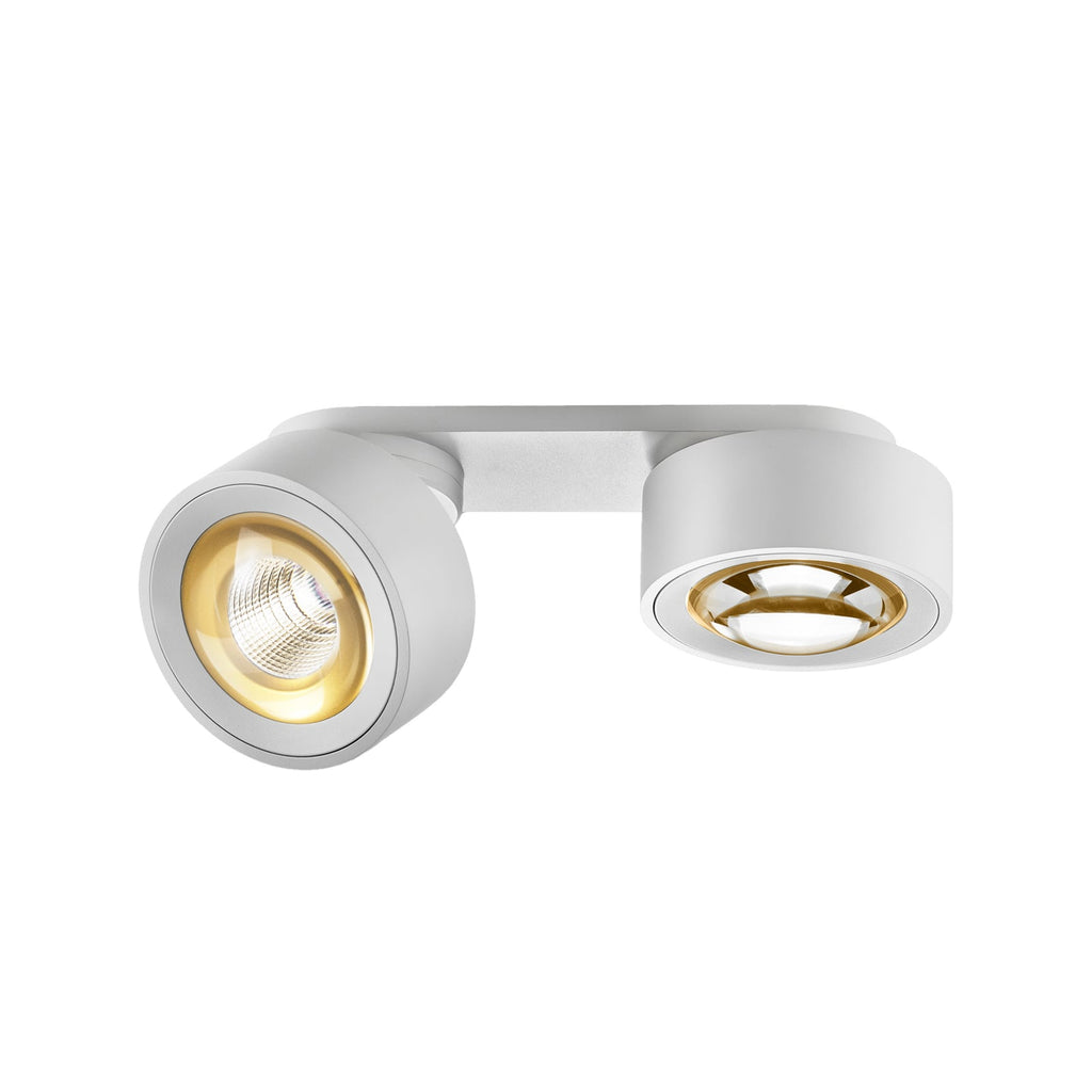 LED takspot Clippo Optic Duo 2-lys dimbar hvit/gull forfra