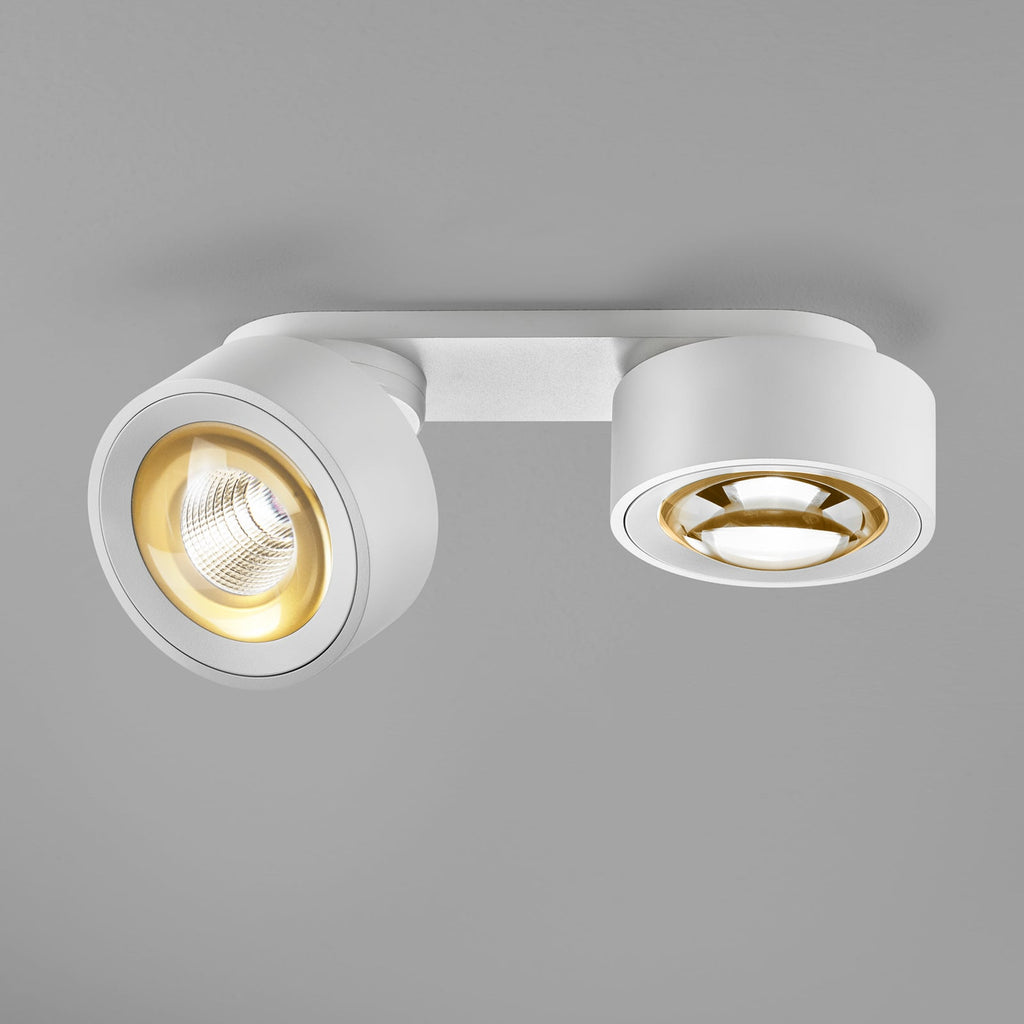 LED takspot Clippo Optic Duo 2-lys dimbar hvit/gull detalj