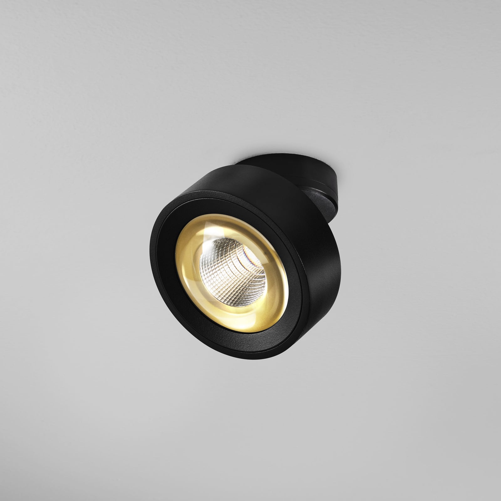 LED takspot Clippo Optic svart/gull Ø12 cm dimbar DTW bakside