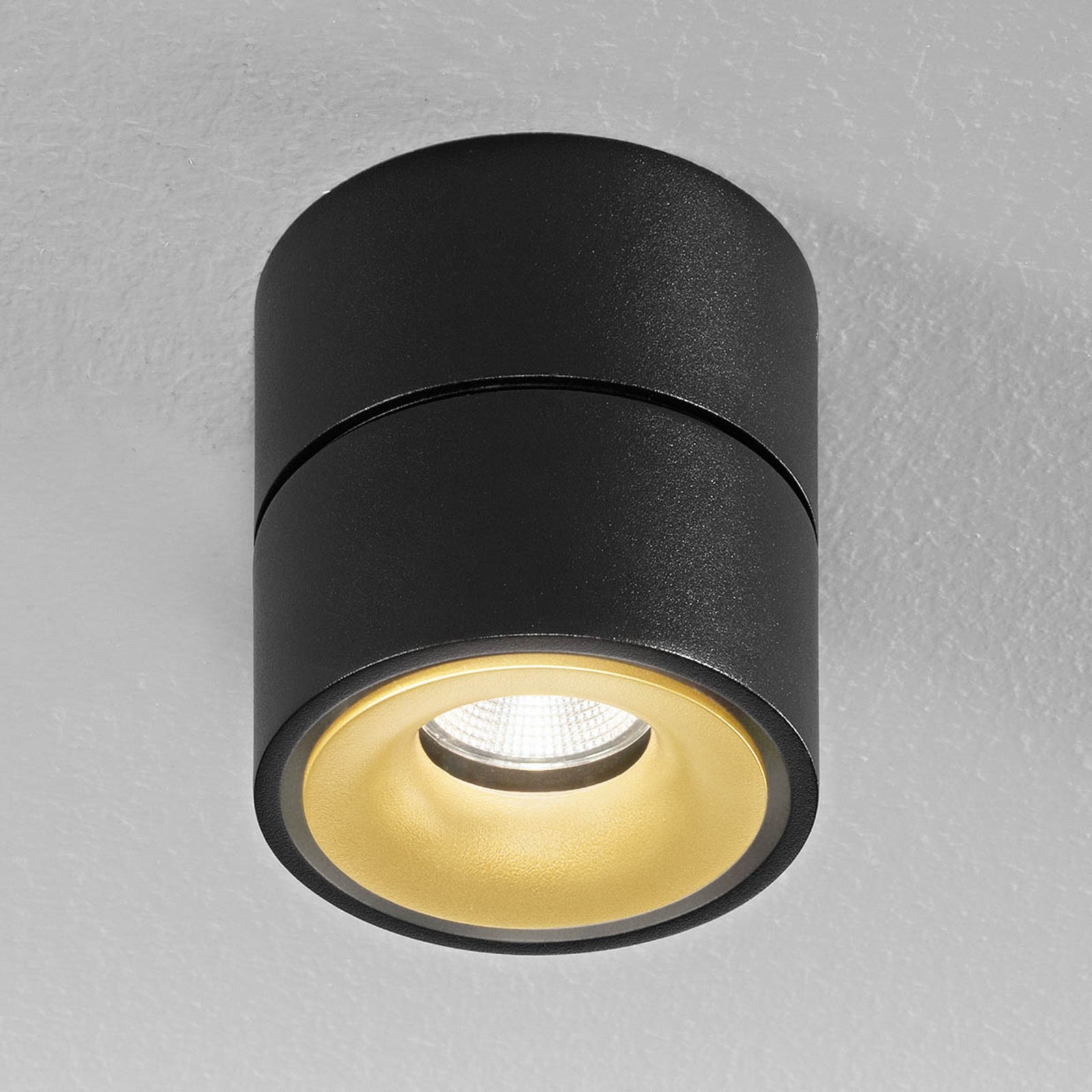 LED takspot Clippo S svart-gull forfra