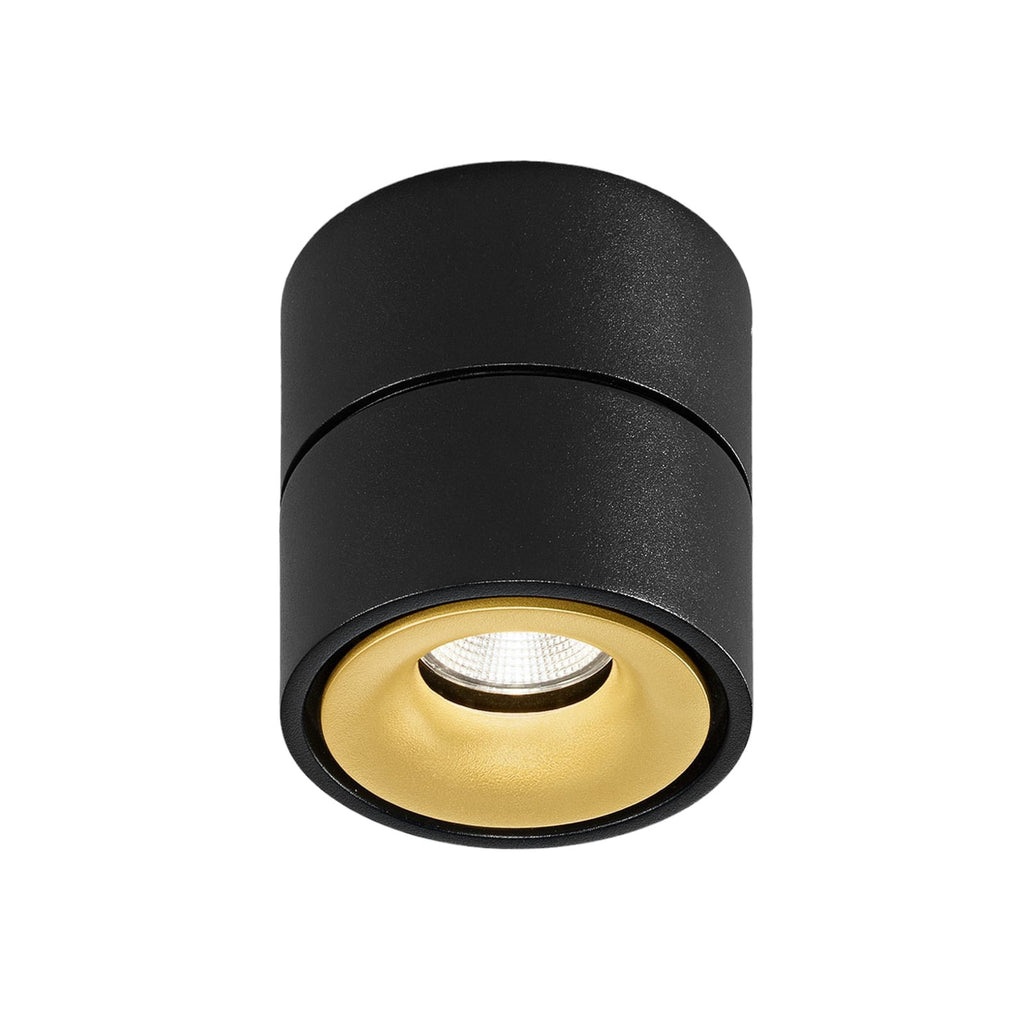 LED takspot Clippo svingbar svart-gull Ø10 cm 14W forfra