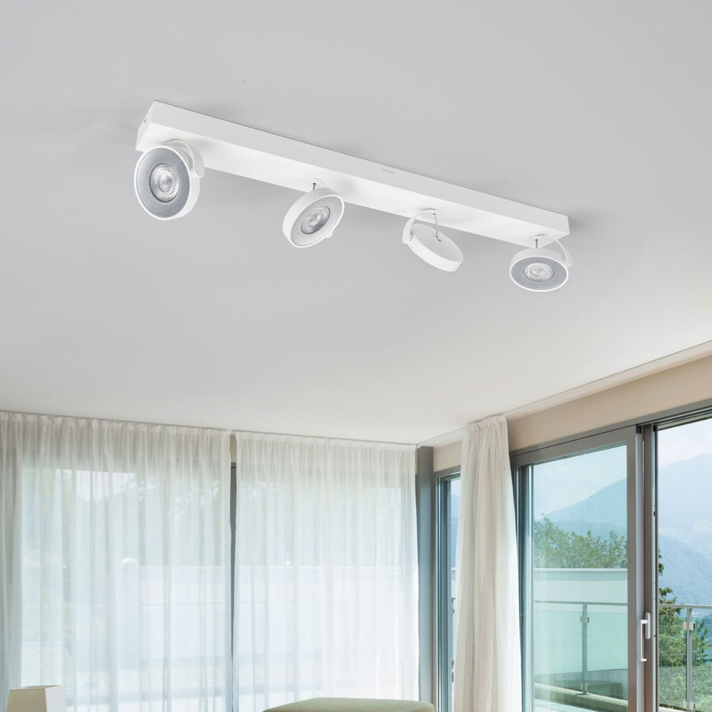 Detalj av LED takspot Clockwork 4-lys hvit 16W varmhvit dimbar Philips