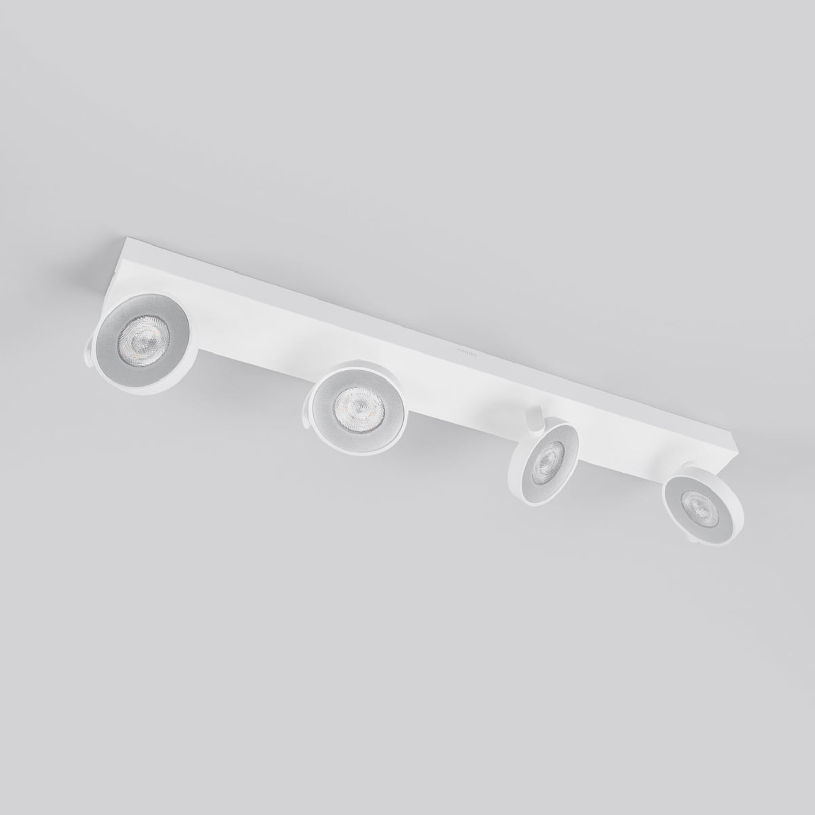 Montert LED takspot Clockwork 4-lys hvit 16W varmhvit dimbar Philips i rom