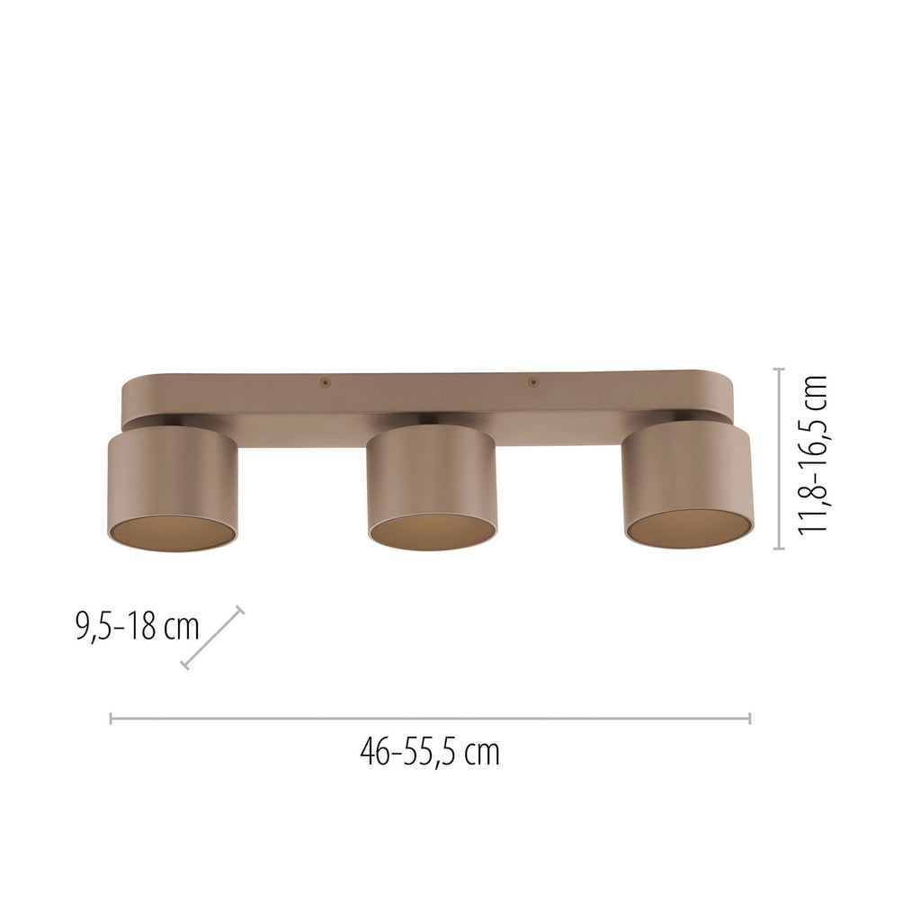 LED takspot Cup 3-lys dimbar bronsefarget 56 cm detalj
