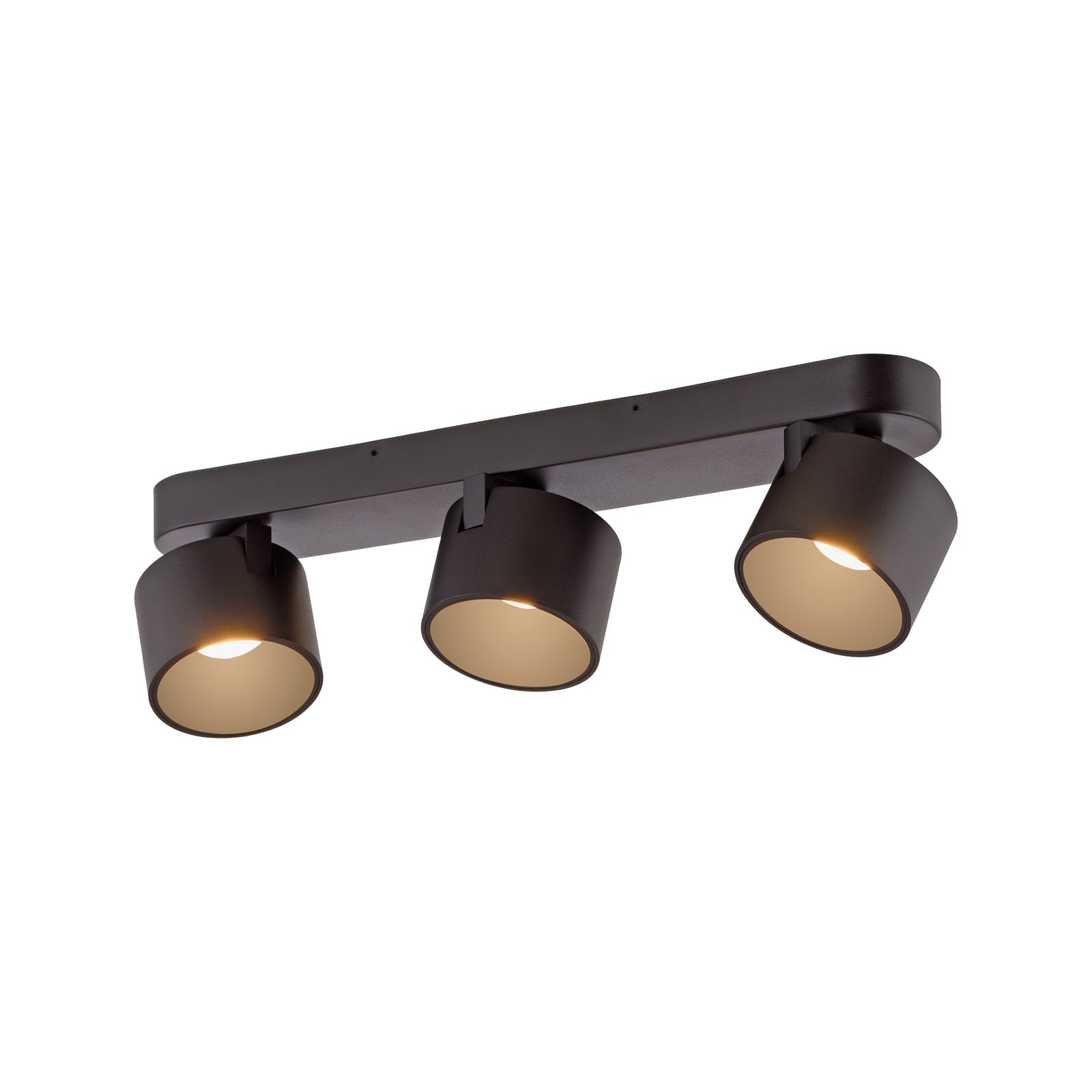 LED takspot Cup 3-lys dimbar svart metall 56 cm forfra