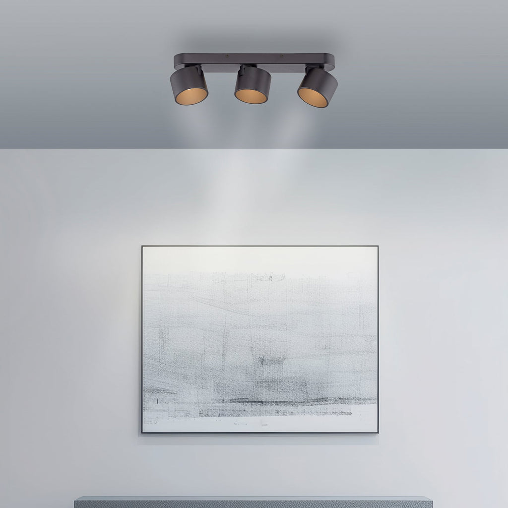 Bakside av LED takspot Cup 3-lys dimbar svart metall 56 cm