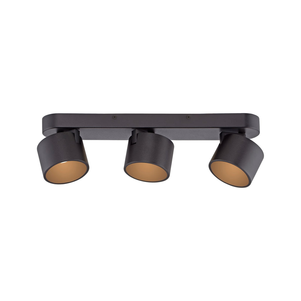 Nærbilde av LED takspot Cup 3-lys dimbar svart metall 56 cm
