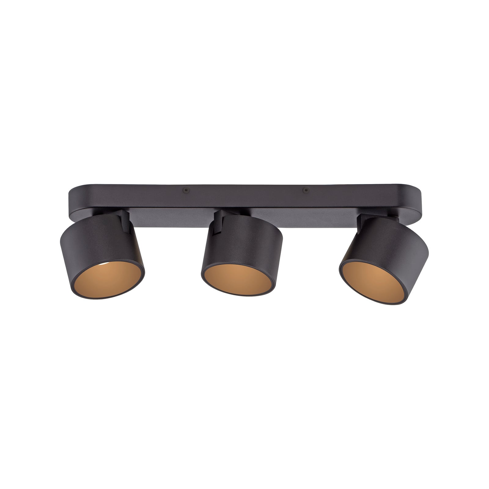 Nærbilde av LED takspot Cup 3-lys dimbar svart metall 56 cm