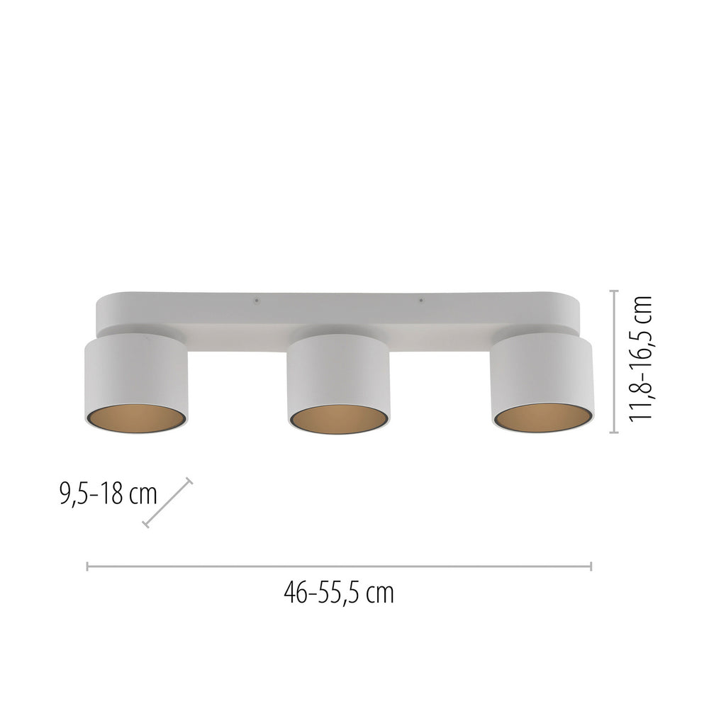 LED takspot Cup 3-lys hvit jern dimbar detalj justerbare lamper