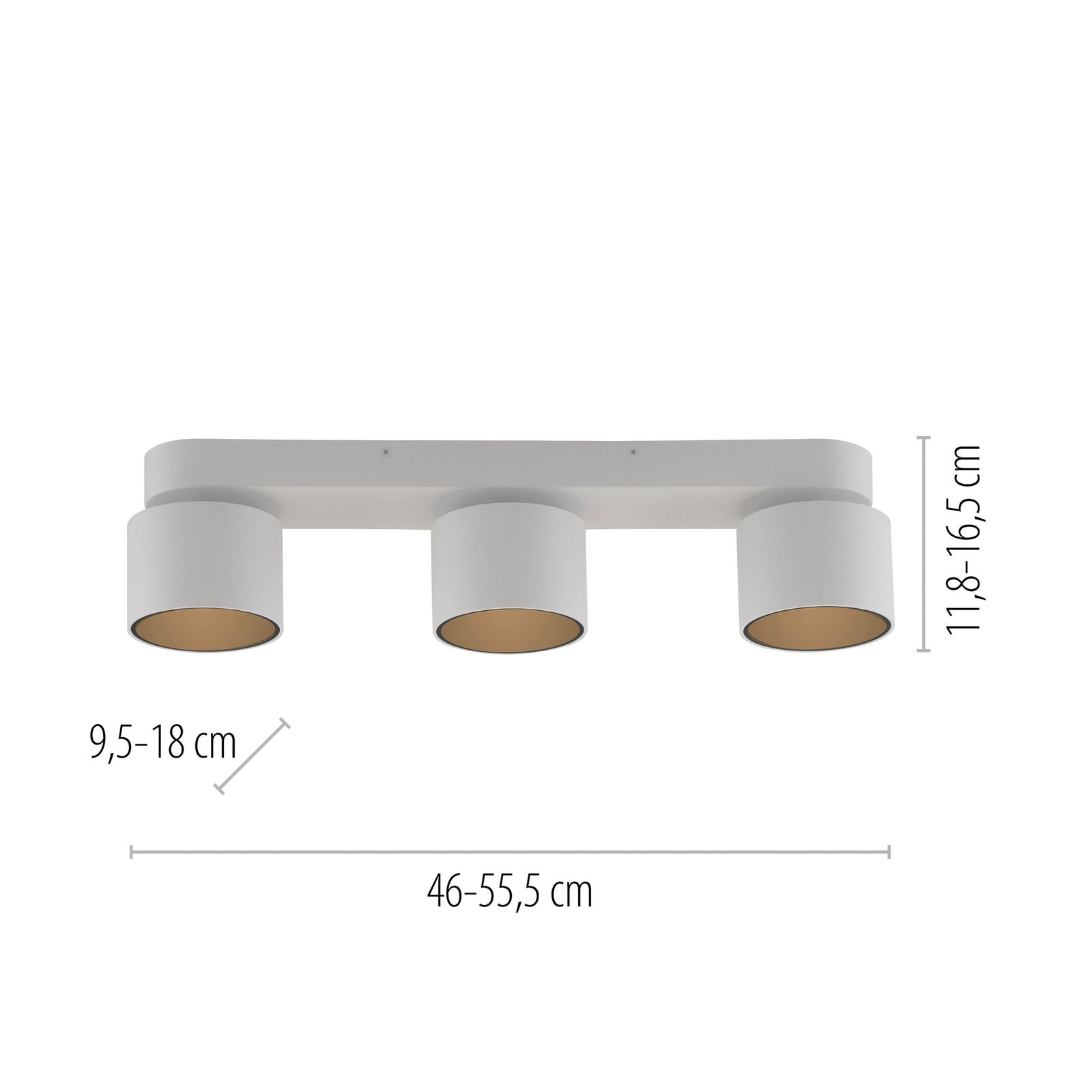 LED takspot Cup 3-lys hvit jern dimbar detalj justerbare lamper