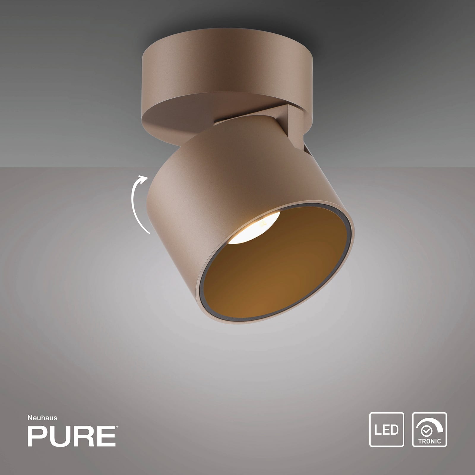 LED takspot Cup dimbar bronse Ø9,5 cm 13W varmhvit lyskilde