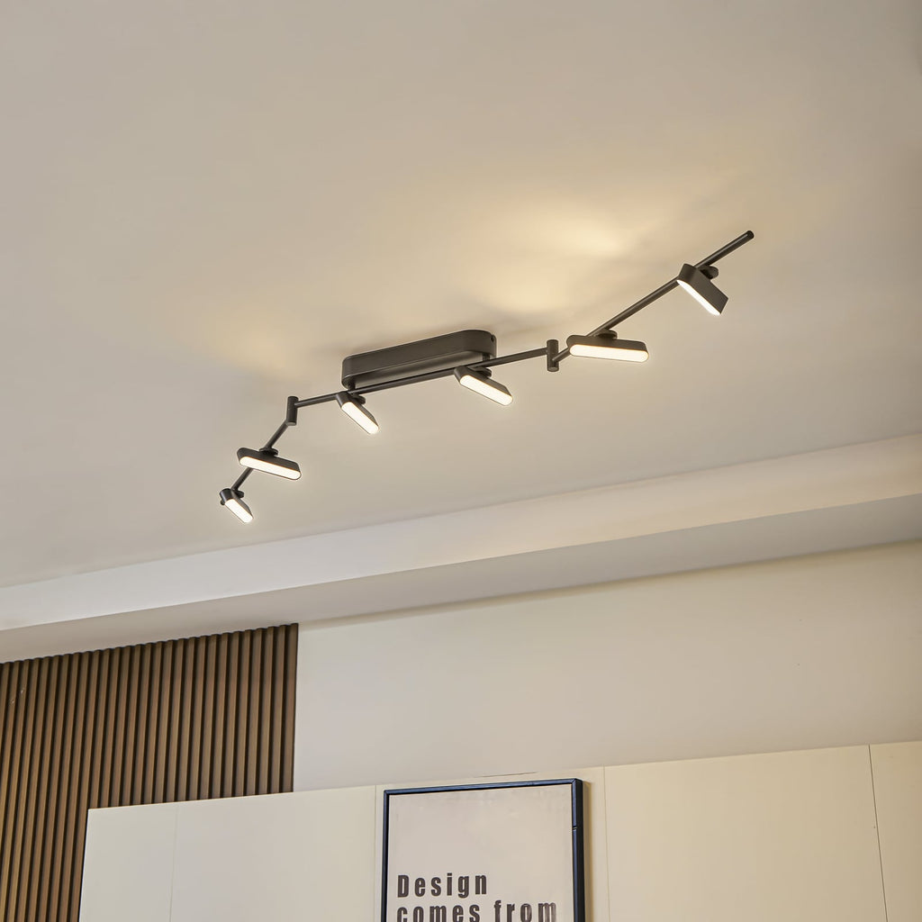 Bakside av LED takspot Eldrin 6-lys svart dimbar 152 cm