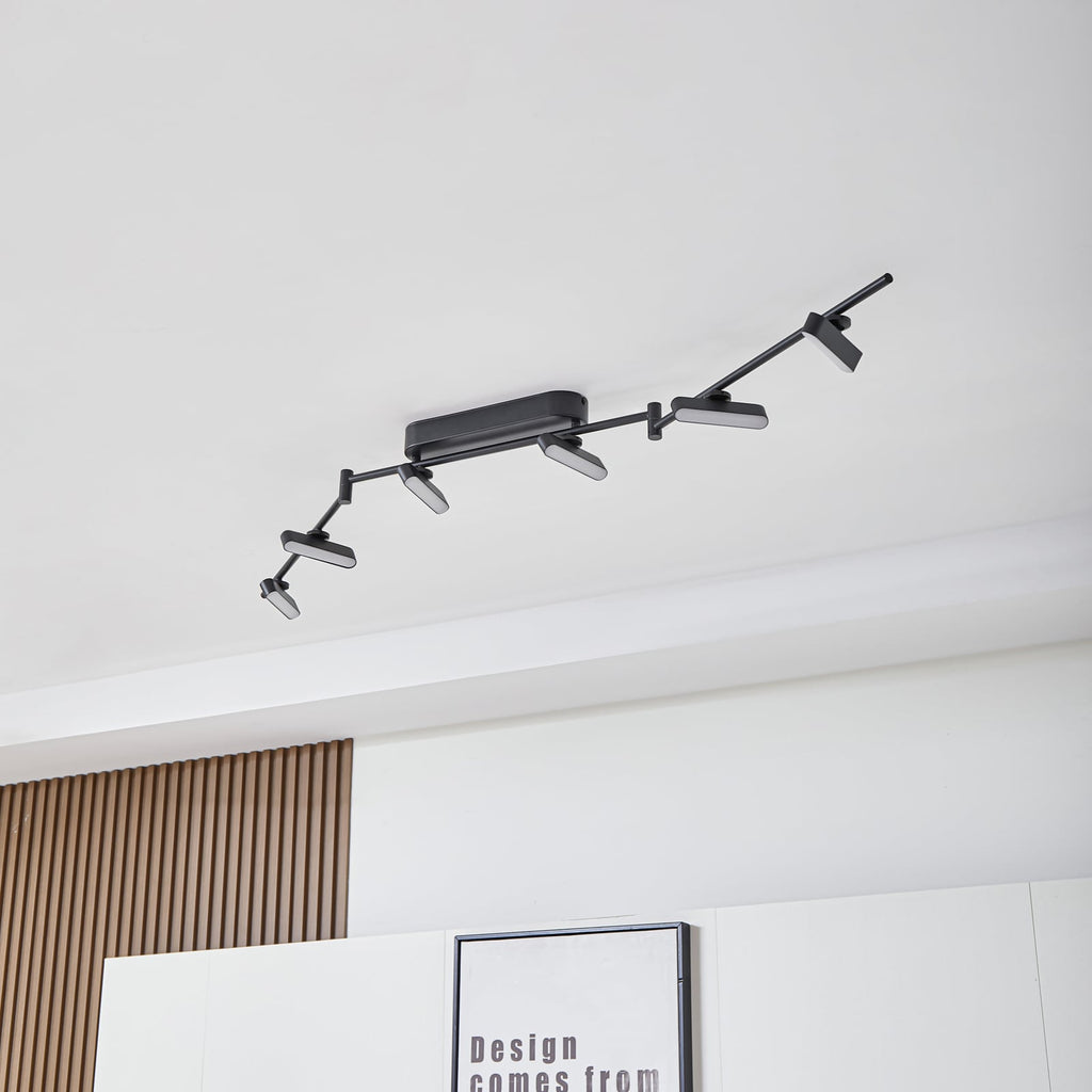 Detalj av LED takspot Eldrin 6-lys svart dimbar 152 cm