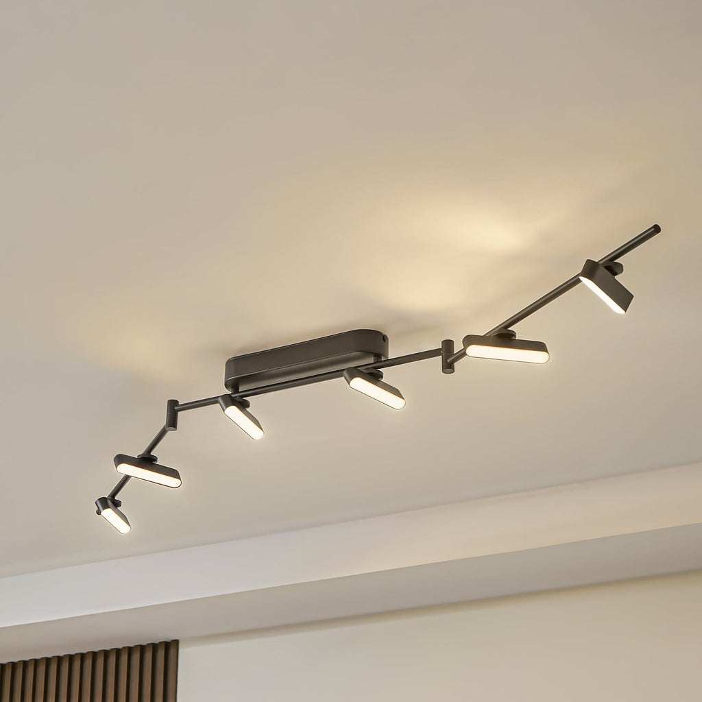 LED takspot Eldrin 6-lys svart dimbar 152 cm forfra