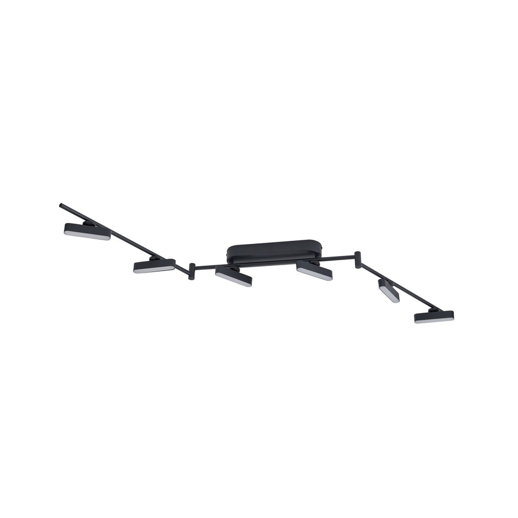 Montert LED takspot Eldrin 6-lys svart dimbar 152 cm i rom