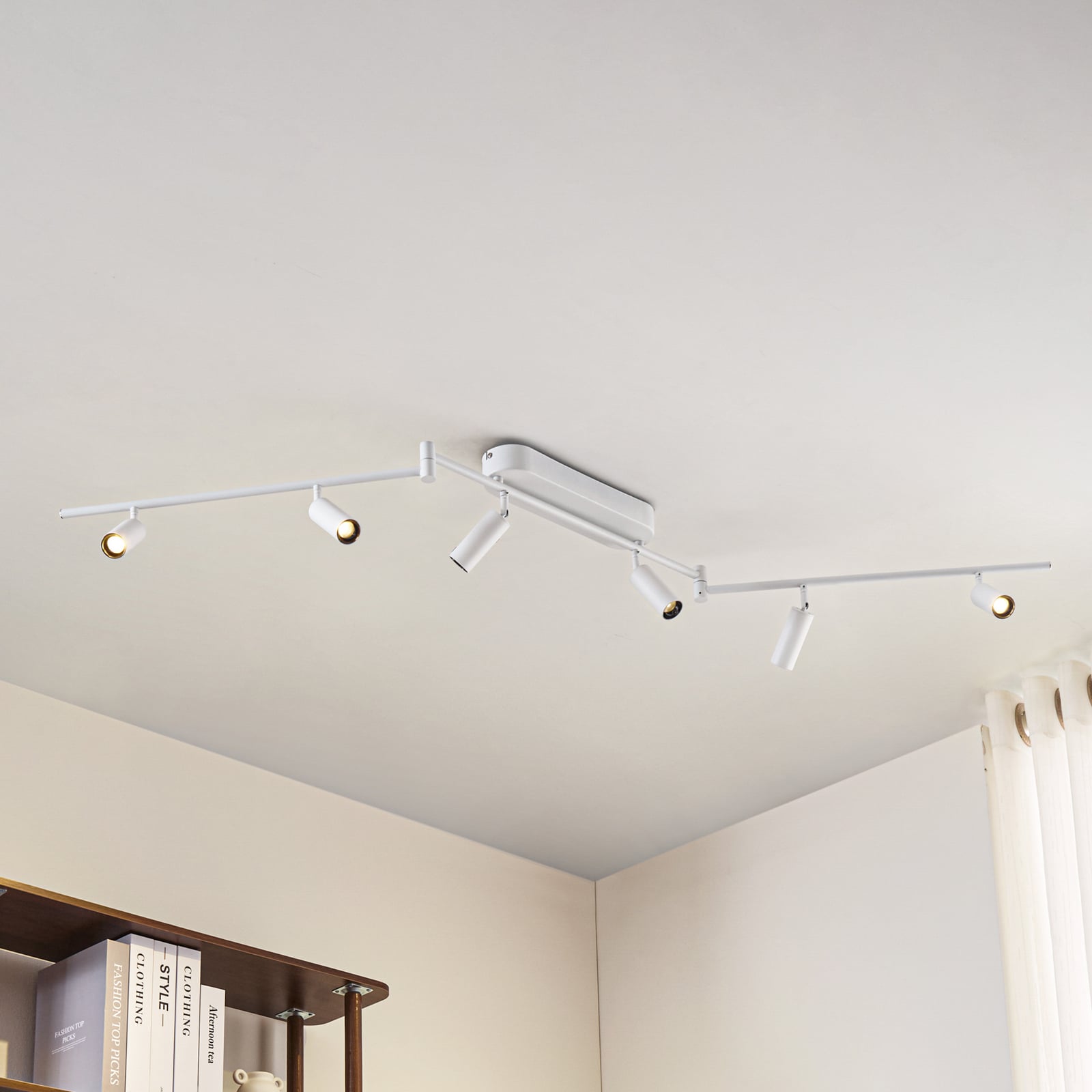 LED takspot Eldrin 6-lys svingbar hvit matt forfra